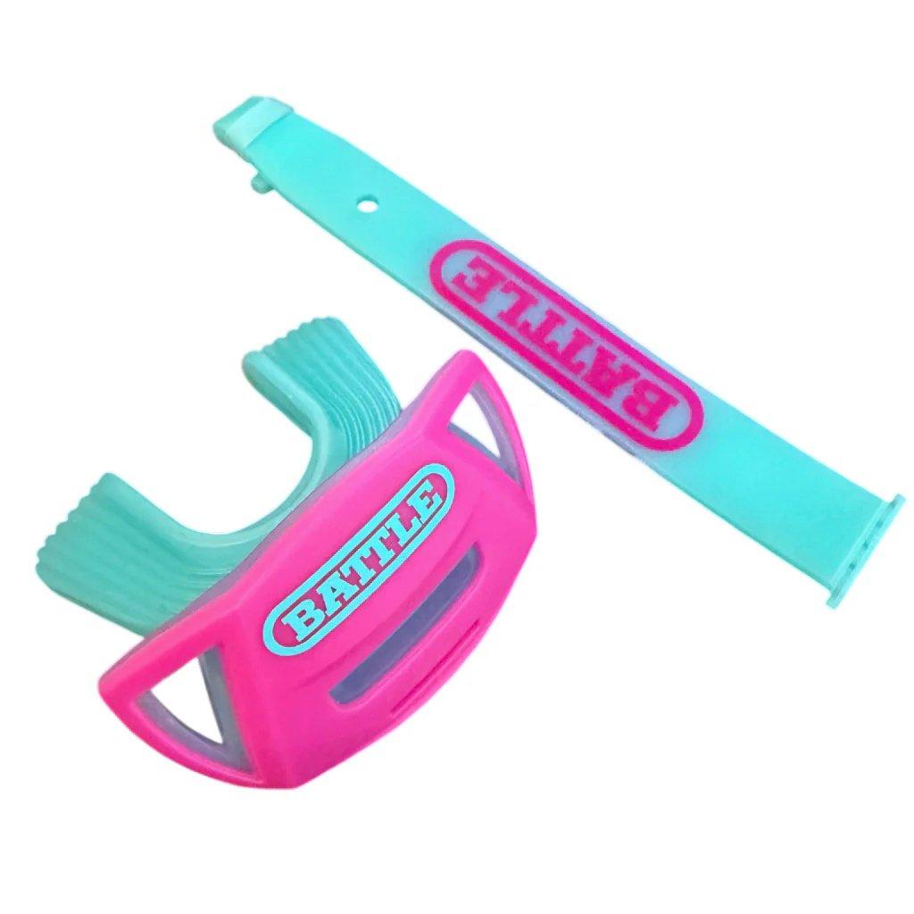 Battle Sports Speed Air Mouthguard with Interchangeable Thick Strap - Pink/Aqua - PINK/BLUE Thumbnail View 3