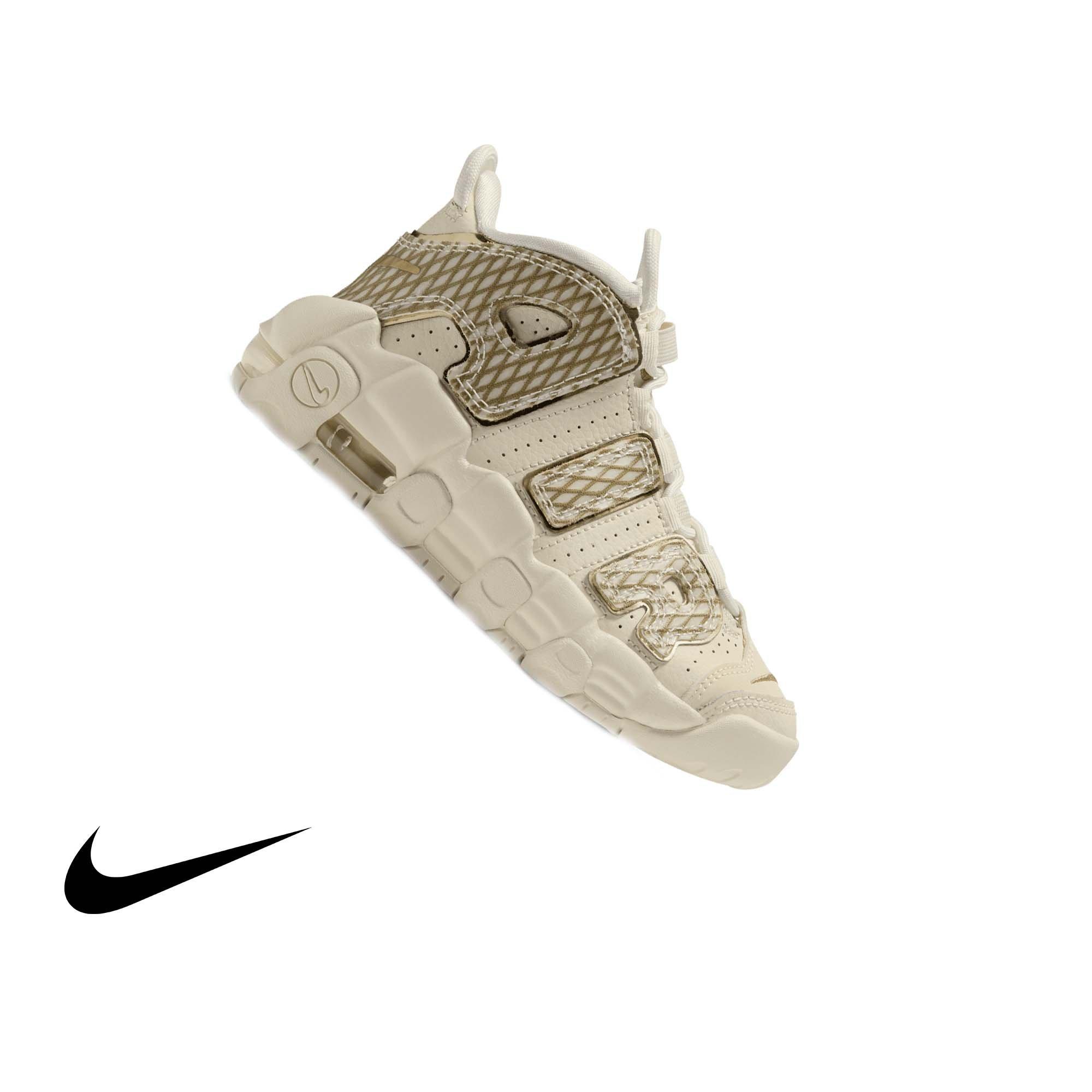 Nike Air More Uptempo "Netted Gold" Preschool Kids' Shoe - COCONUT MILK/SAIL/METALLIC GOLD