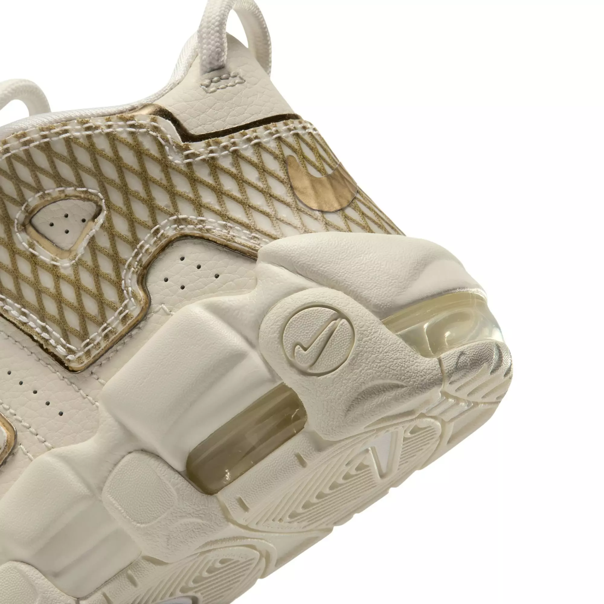 Nike Air More Uptempo "Netted Gold" Preschool Kids' Shoe - COCONUT MILK/SAIL/METALLIC GOLD