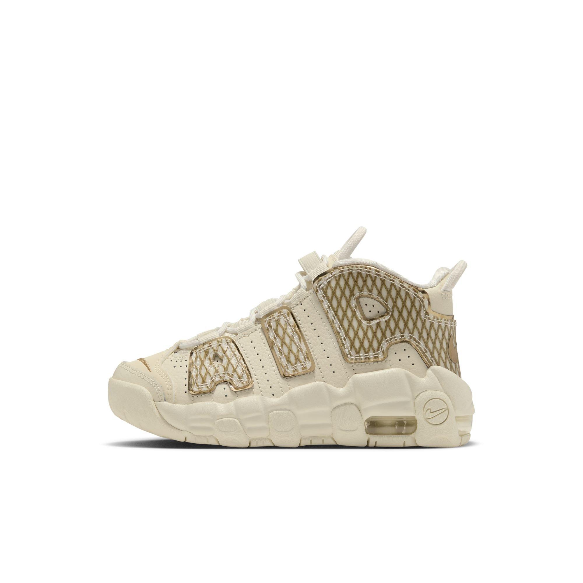 Nike Air More Uptempo "Netted Gold" Preschool Kids' Shoe - COCONUT MILK/SAIL/METALLIC GOLD