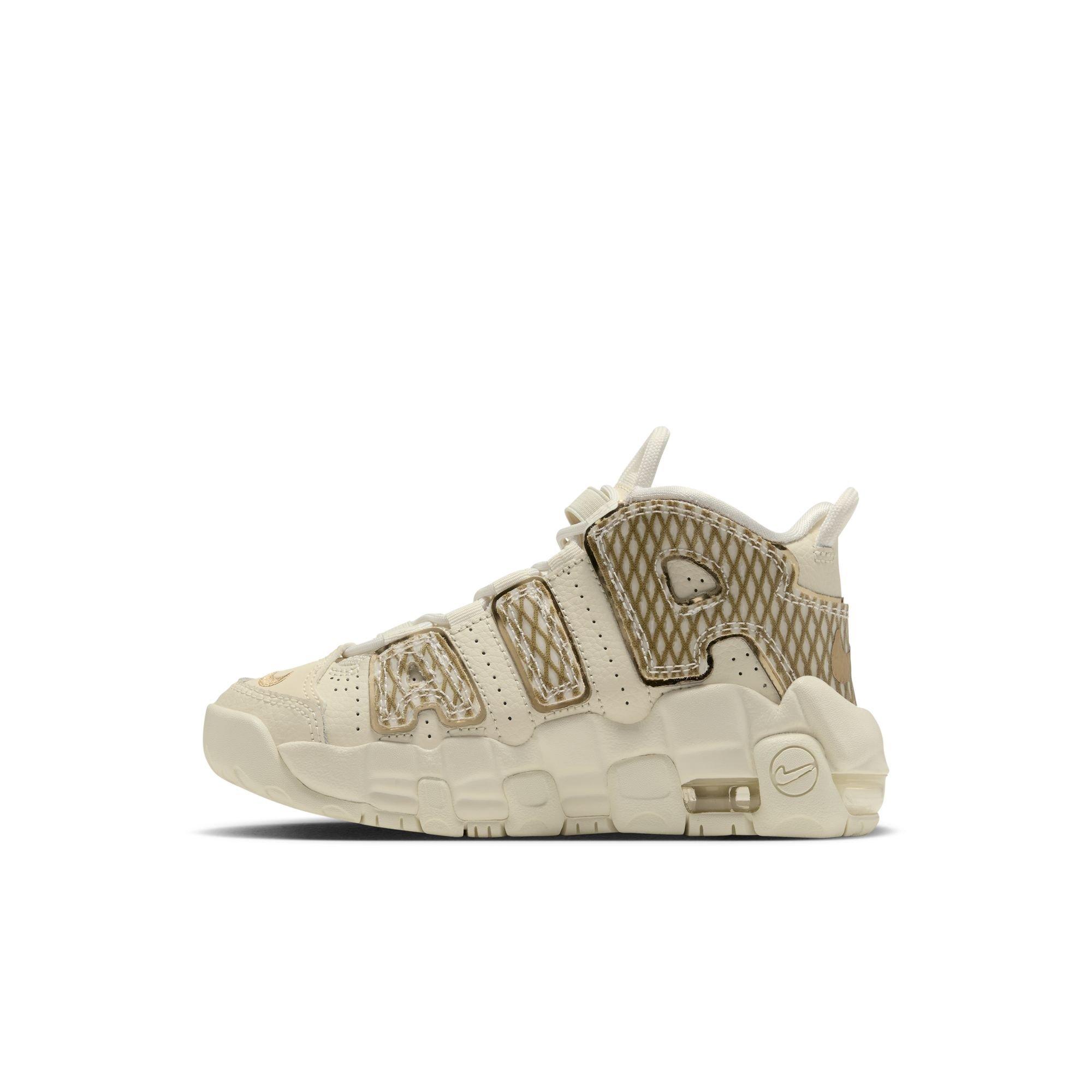 Nike Air More Uptempo "Netted Gold" Preschool Kids' Shoe - COCONUT MILK/SAIL/METALLIC GOLD