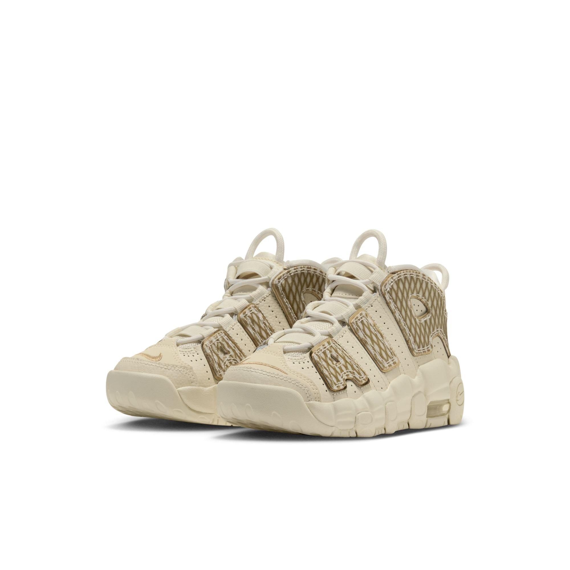 Nike Air More Uptempo "Netted Gold" Preschool Kids' Shoe - COCONUT MILK/SAIL/METALLIC GOLD