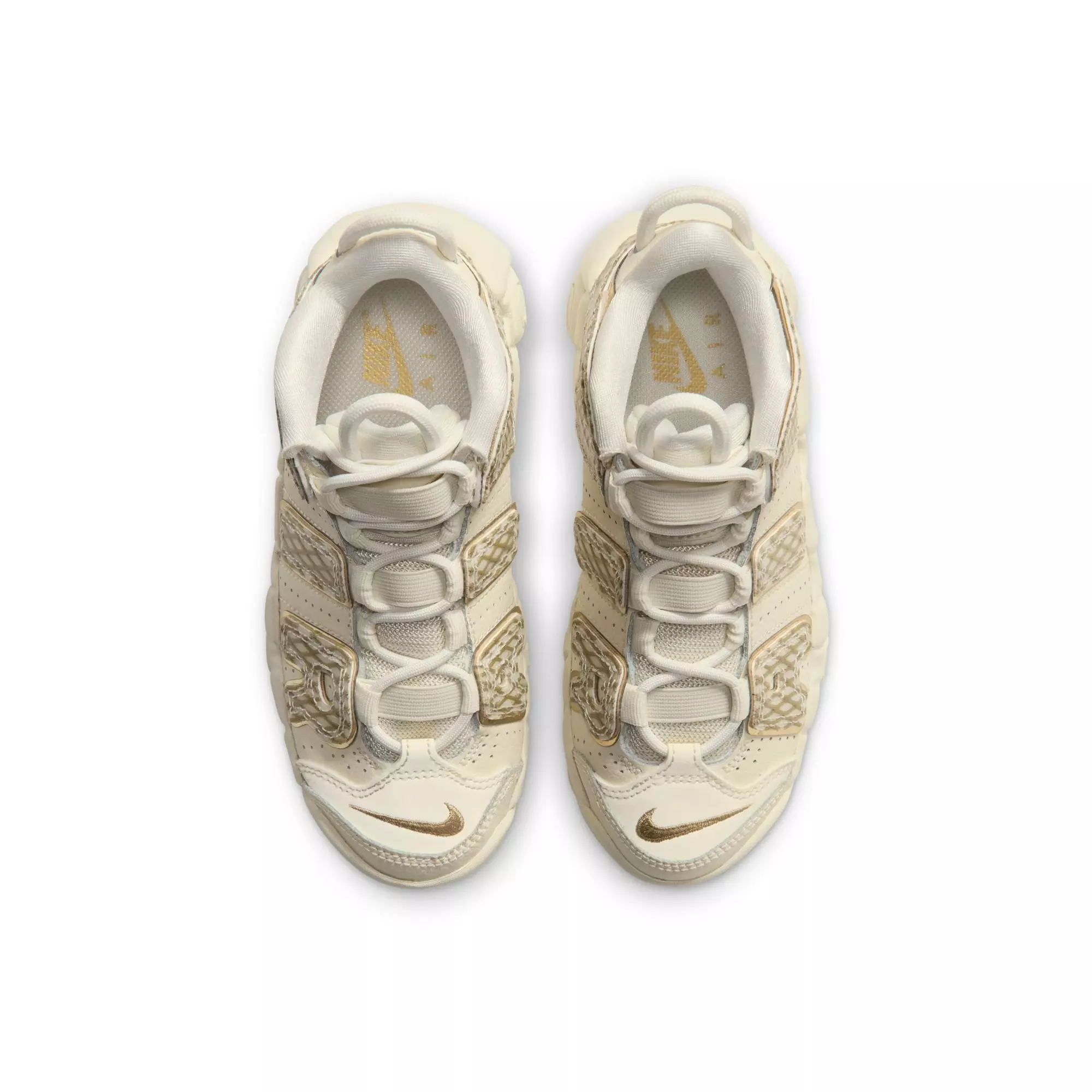 Nike Air More Uptempo "Netted Gold" Preschool Kids' Shoe - COCONUT MILK/SAIL/METALLIC GOLD
