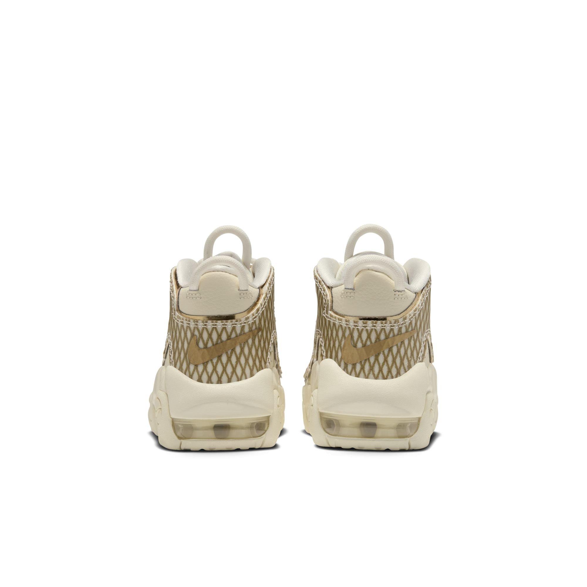 Nike Air More Uptempo "Netted Gold" Preschool Kids' Shoe - COCONUT MILK/SAIL/METALLIC GOLD