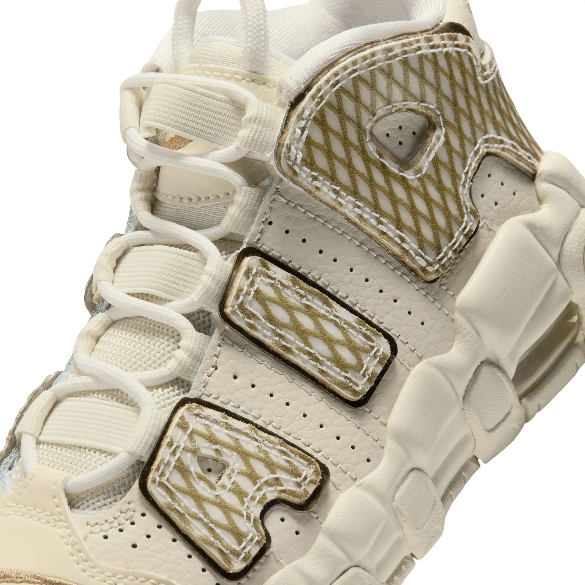 Nike Air More Uptempo "Netted Gold" Preschool Kids' Shoe - COCONUT MILK/SAIL/METALLIC GOLD