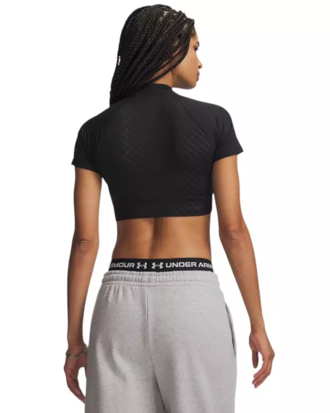 HO26 UA HG CROP MOCK SS - BLK - BLACK