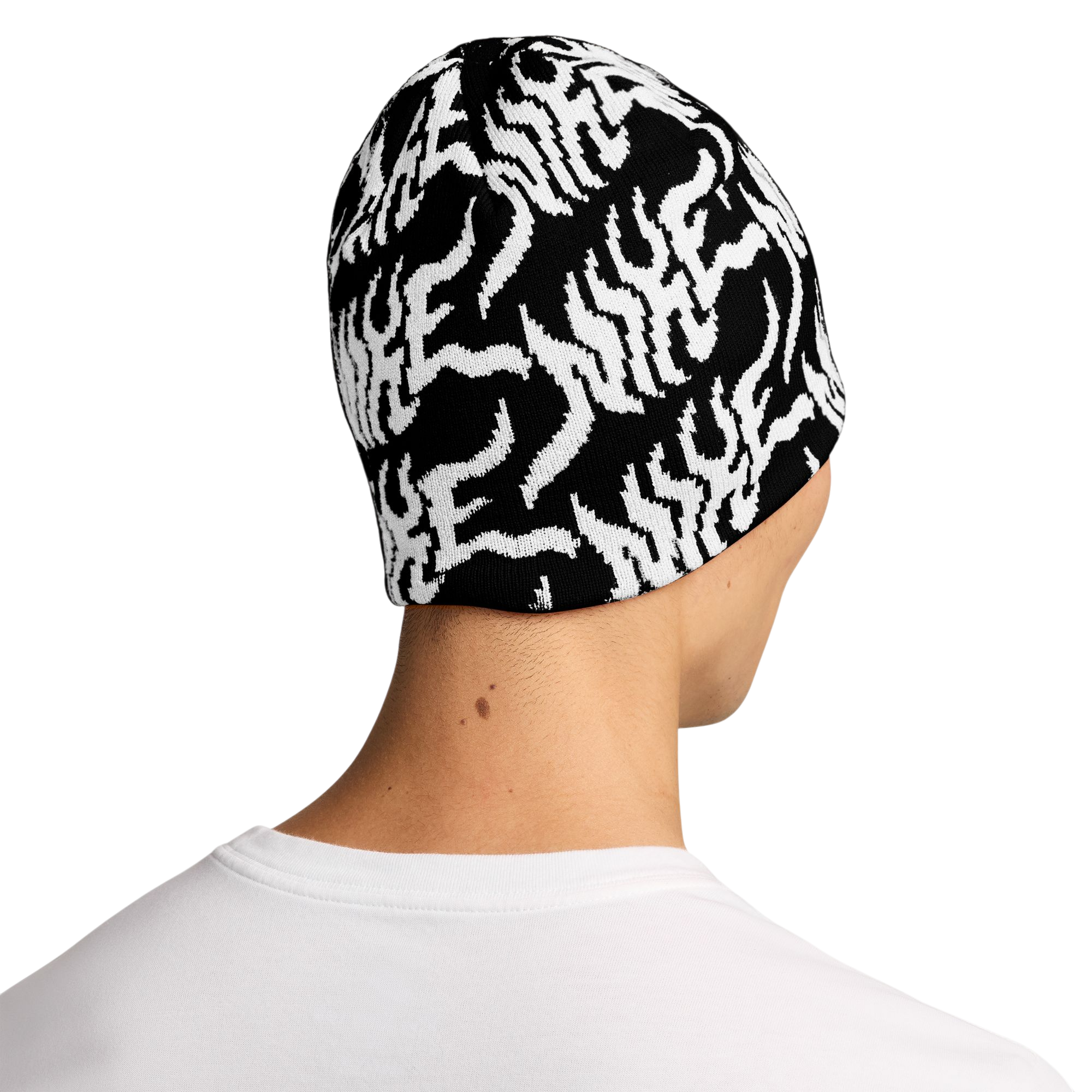 Nike Peak GFX All Over Print Beanie - White/Black - BLACK/WHITE