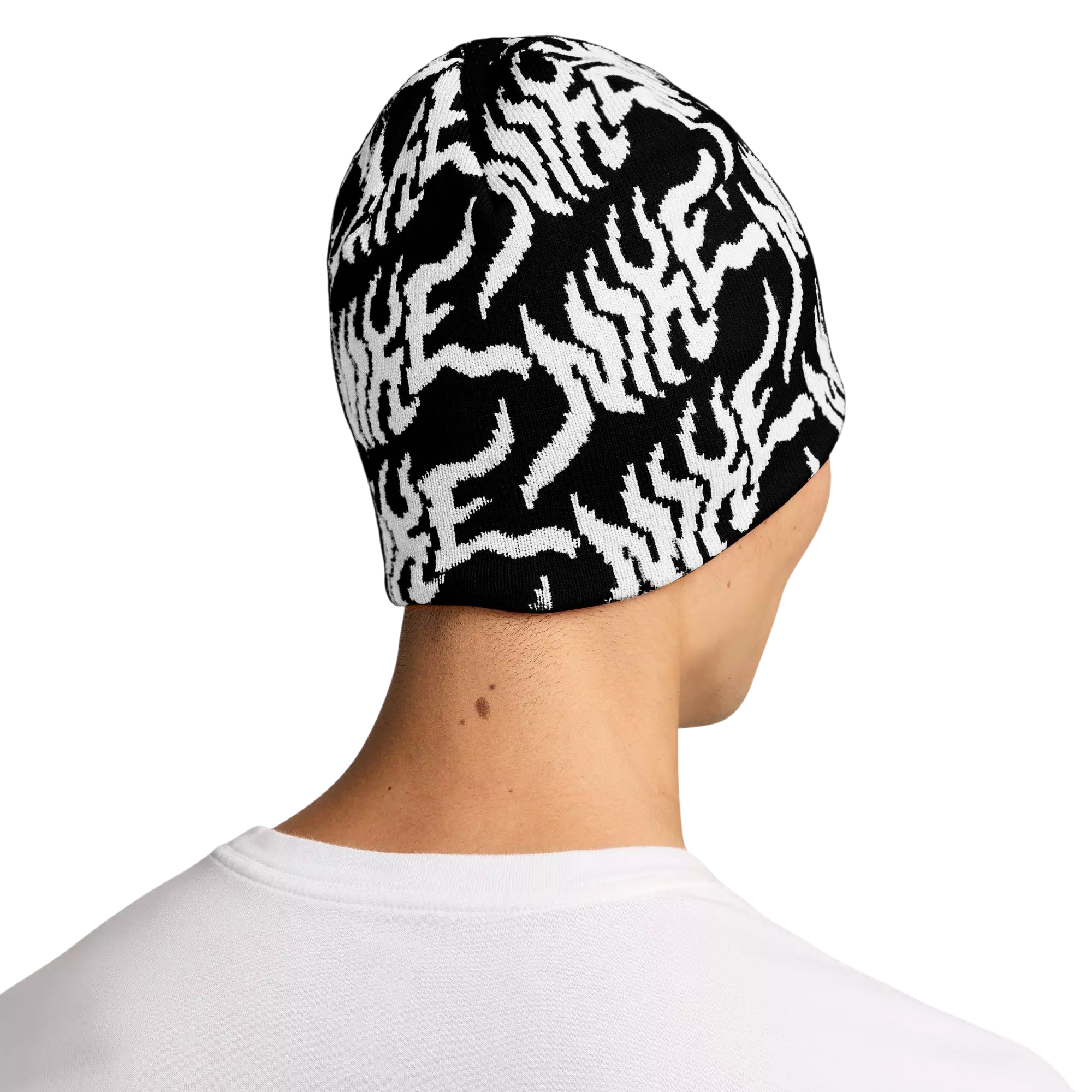 Nike Peak GFX All Over Print Beanie - White/Black - BLACK/WHITE