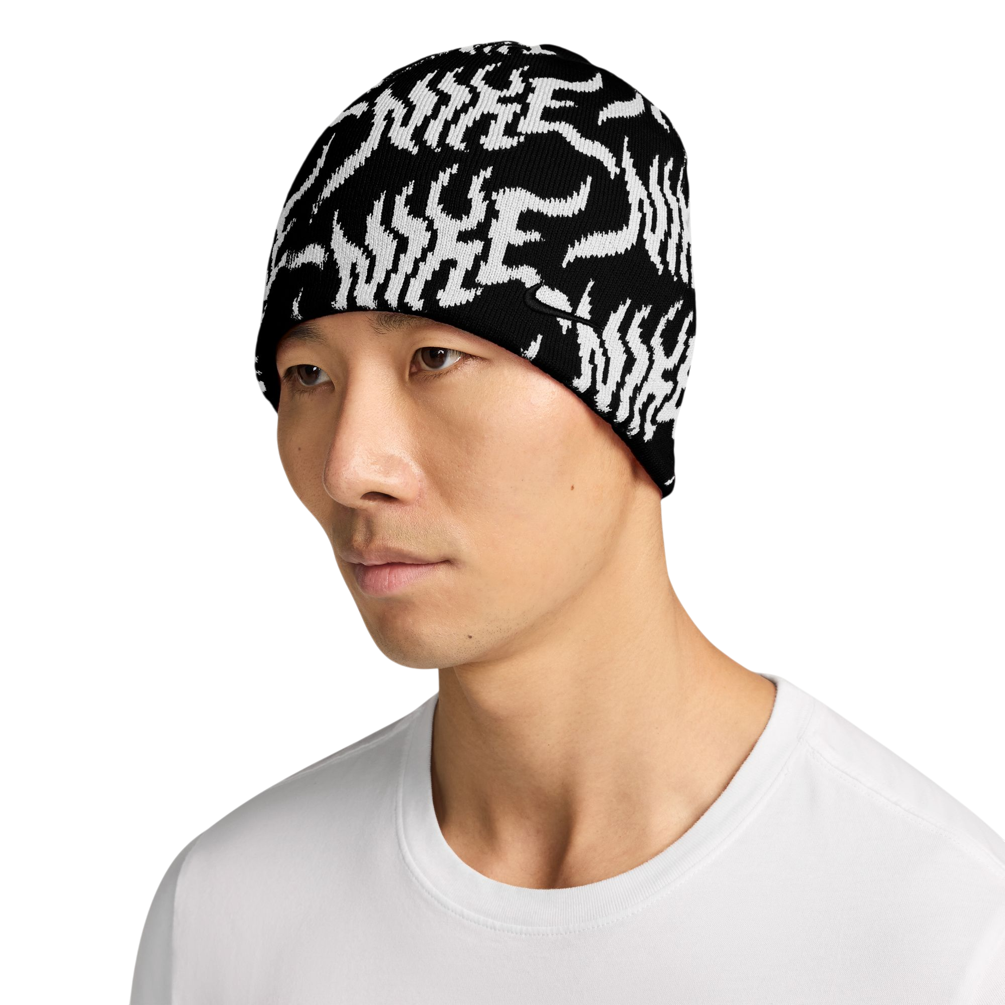 Nike Peak GFX All Over Print Beanie - White/Black - BLACK/WHITE