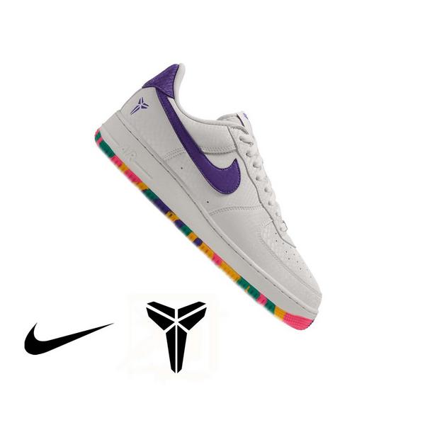 Nike Kobe Air Force 1 Low "Mamba Eterno" Grade School Kids' Shoe - SAIL/HYPER PURPLE/EMERALD GREEN