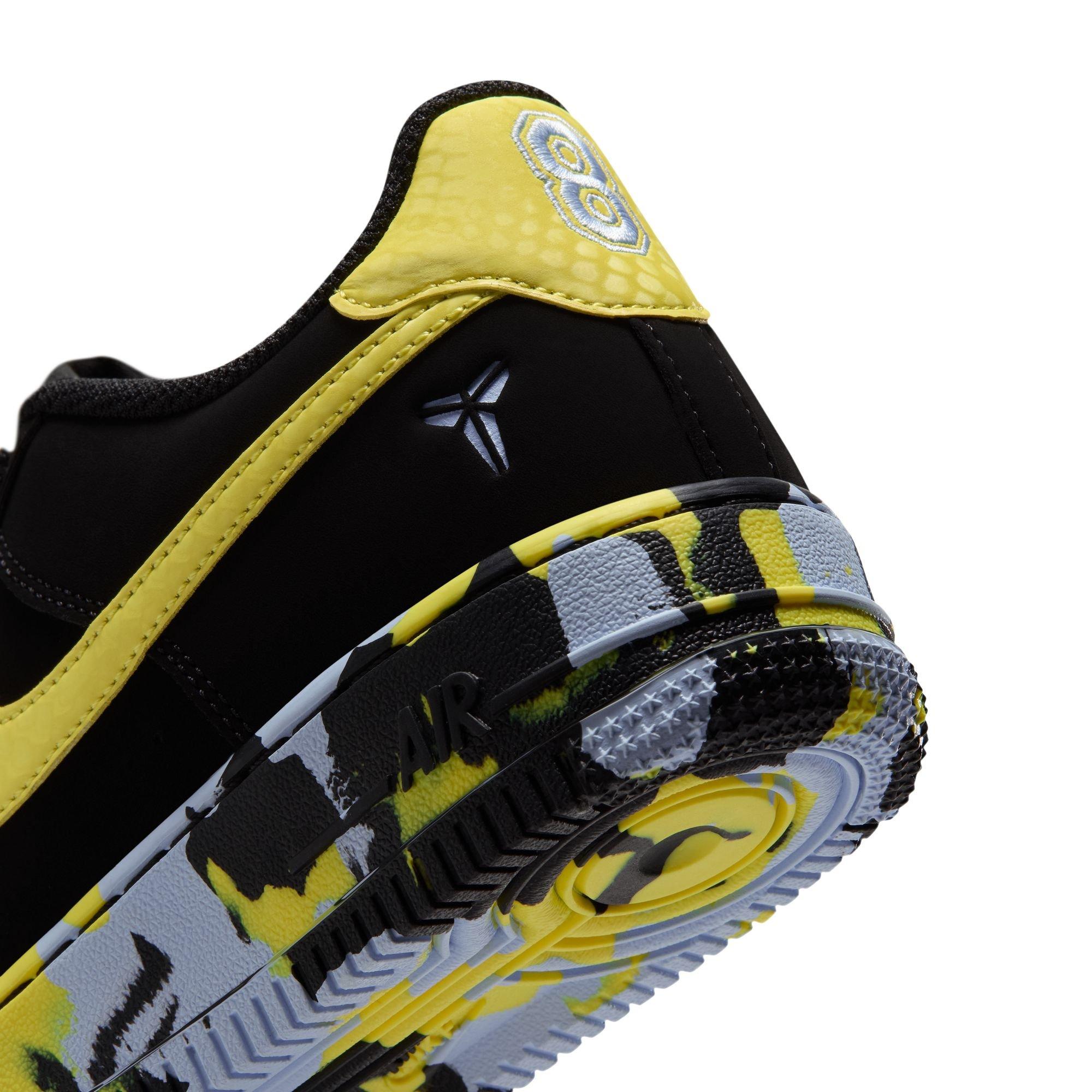 Nike Kobe Air Force 1 "Dynamic Yellow" Grade School Kids' Shoe - BLACK/DYNAMIC YELLOW/CELESTINE BLUE