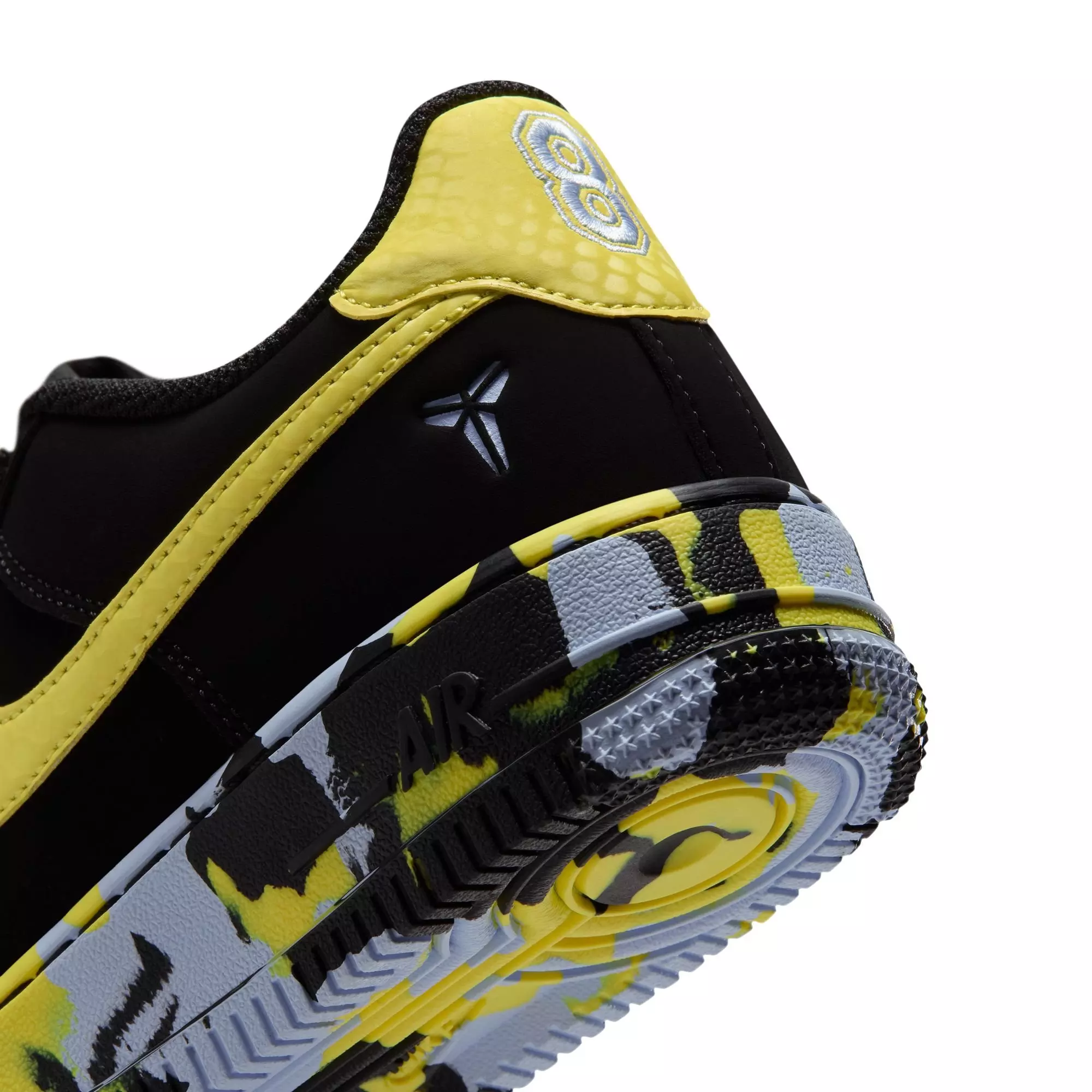 Nike Kobe Air Force 1 "Dynamic Yellow" Grade School Kids' Shoe - BLACK/DYNAMIC YELLOW/CELESTINE BLUE
