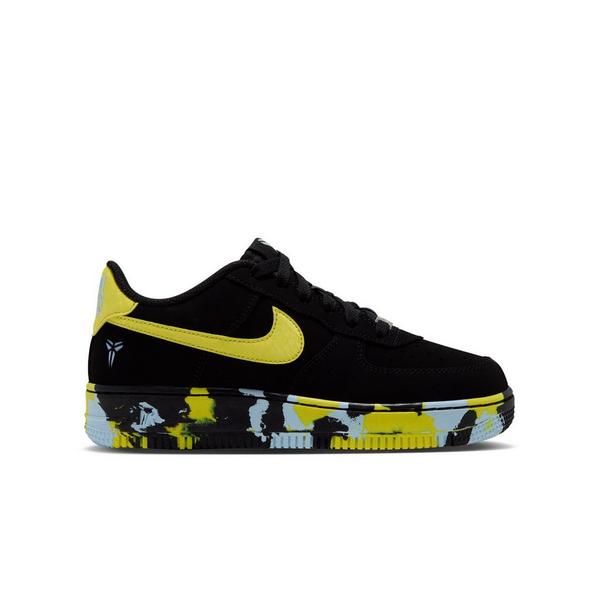 Nike Kobe Air Force 1 "Dynamic Yellow" Grade School Kids' Shoe - BLACK/DYNAMIC YELLOW/CELESTINE BLUE
