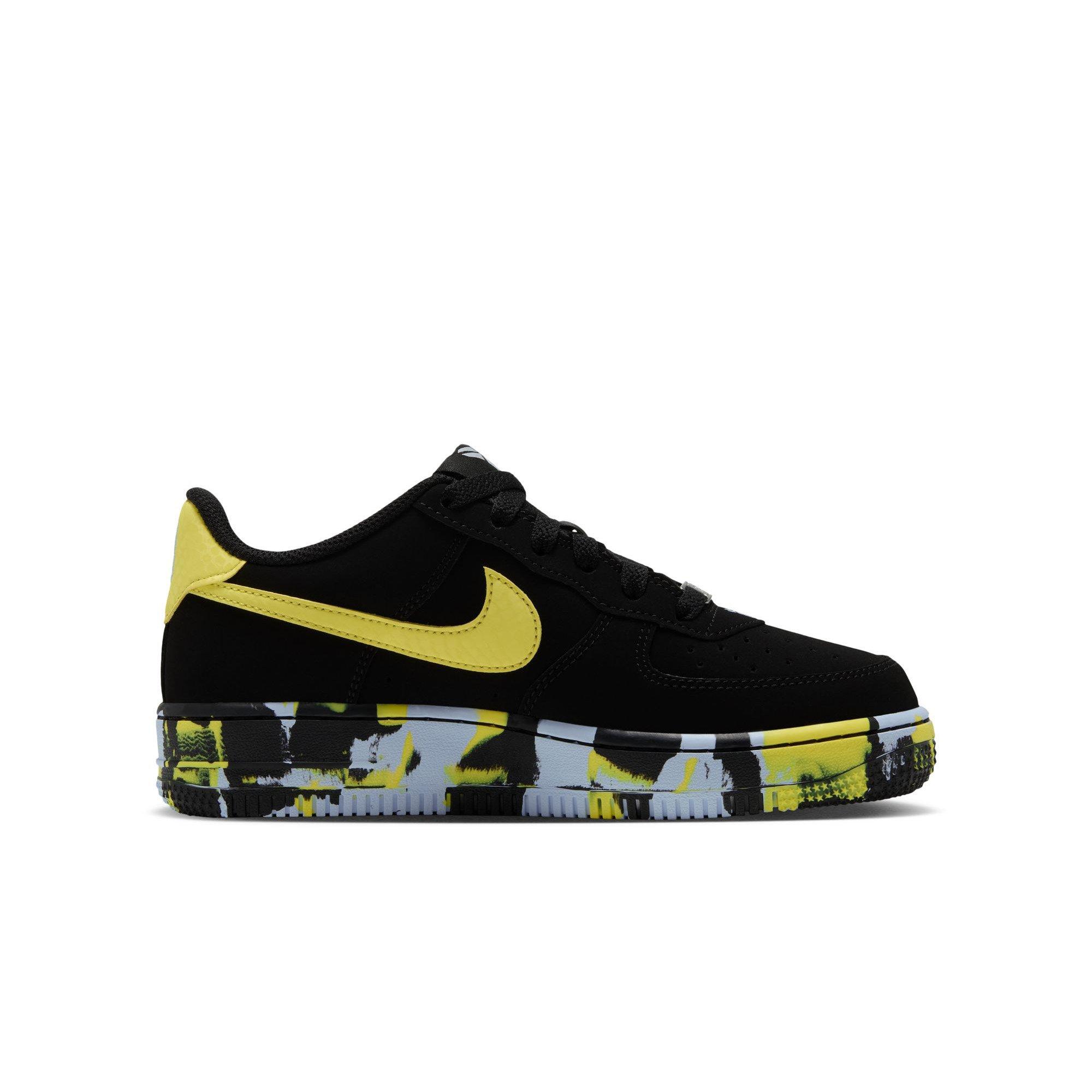 Nike Kobe Air Force 1 "Dynamic Yellow" Grade School Kids' Shoe - BLACK/DYNAMIC YELLOW/CELESTINE BLUE
