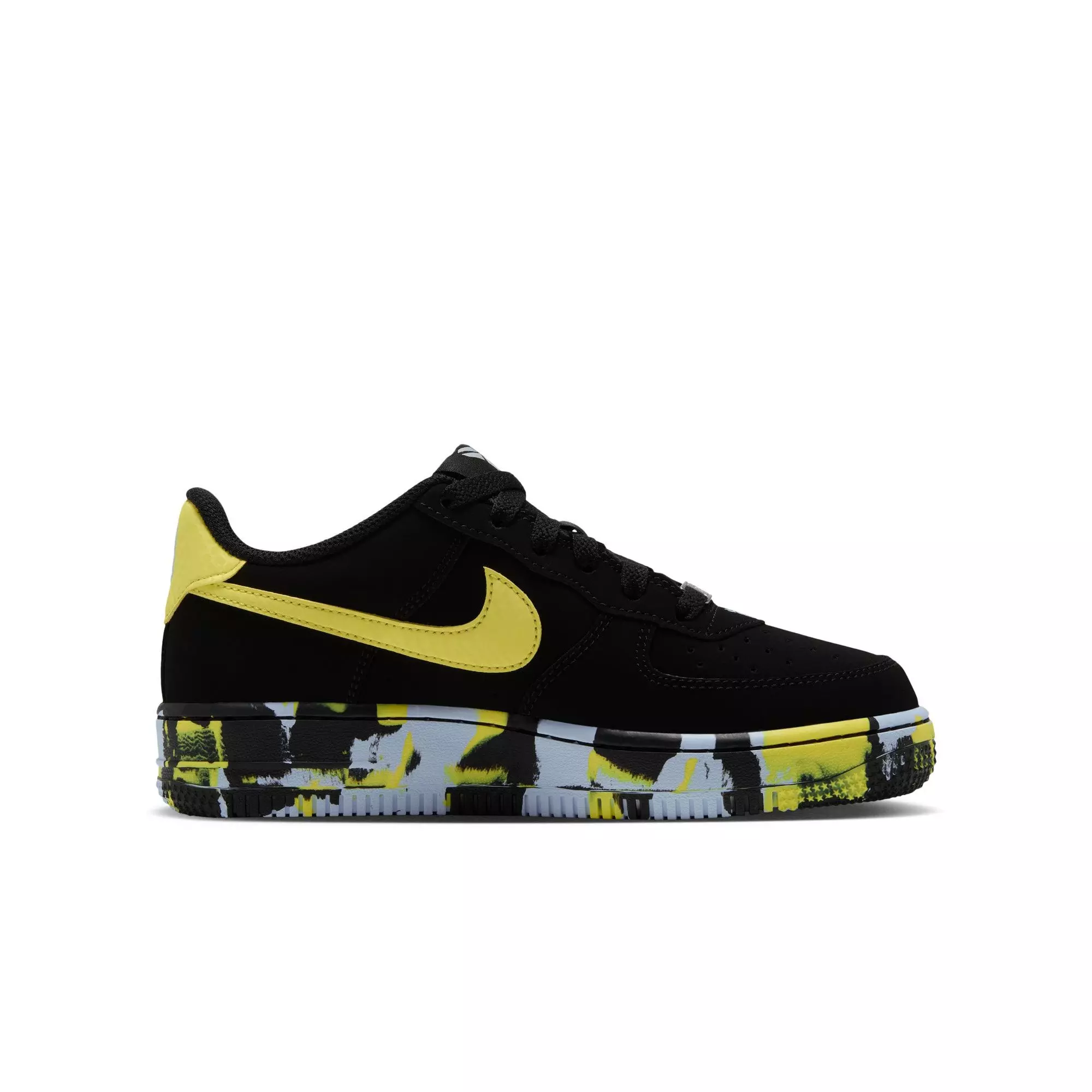 Nike Kobe Air Force 1 "Dynamic Yellow" Grade School Kids' Shoe - BLACK/DYNAMIC YELLOW/CELESTINE BLUE