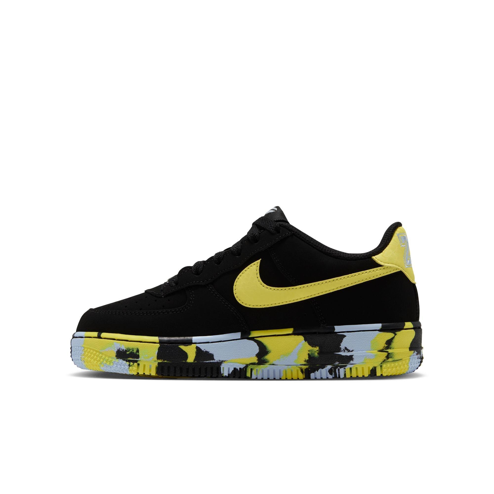 Nike Kobe Air Force 1 "Dynamic Yellow" Grade School Kids' Shoe - BLACK/DYNAMIC YELLOW/CELESTINE BLUE