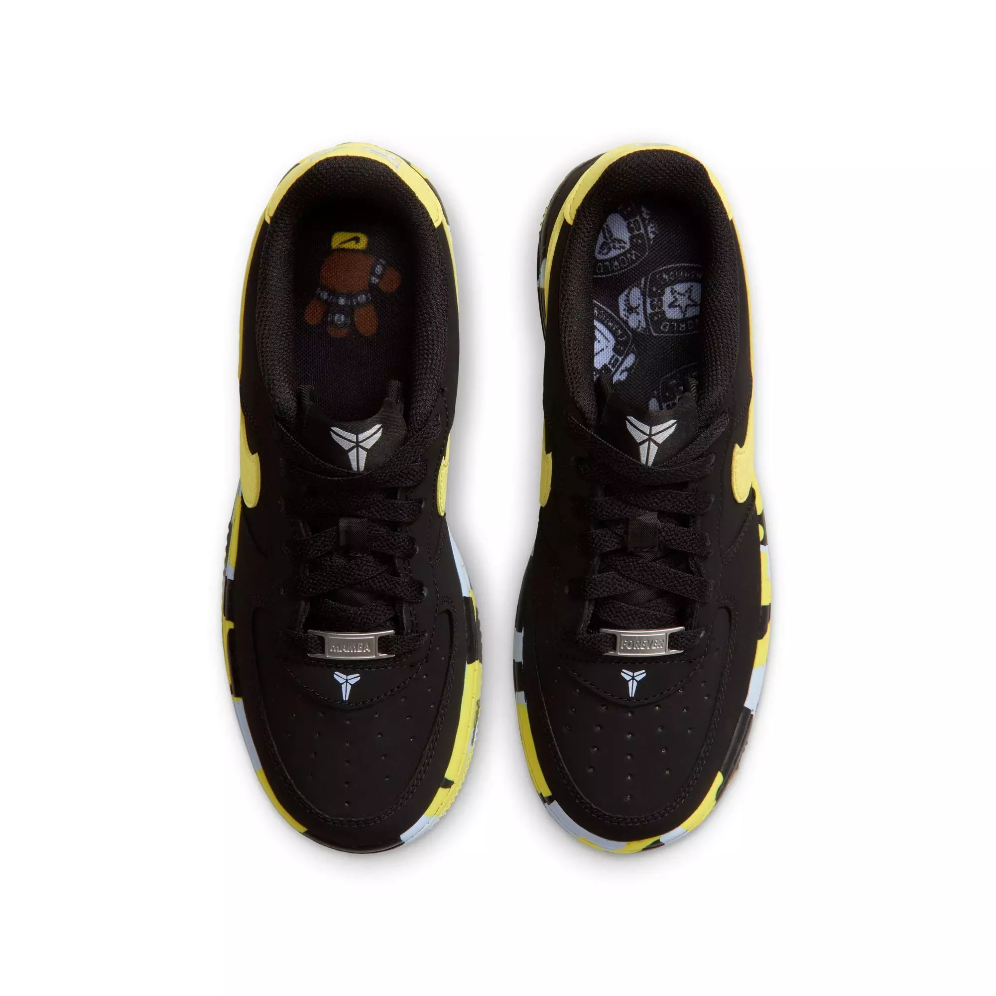 Nike Kobe Air Force 1 "Dynamic Yellow" Grade School Kids' Shoe - BLACK/DYNAMIC YELLOW/CELESTINE BLUE