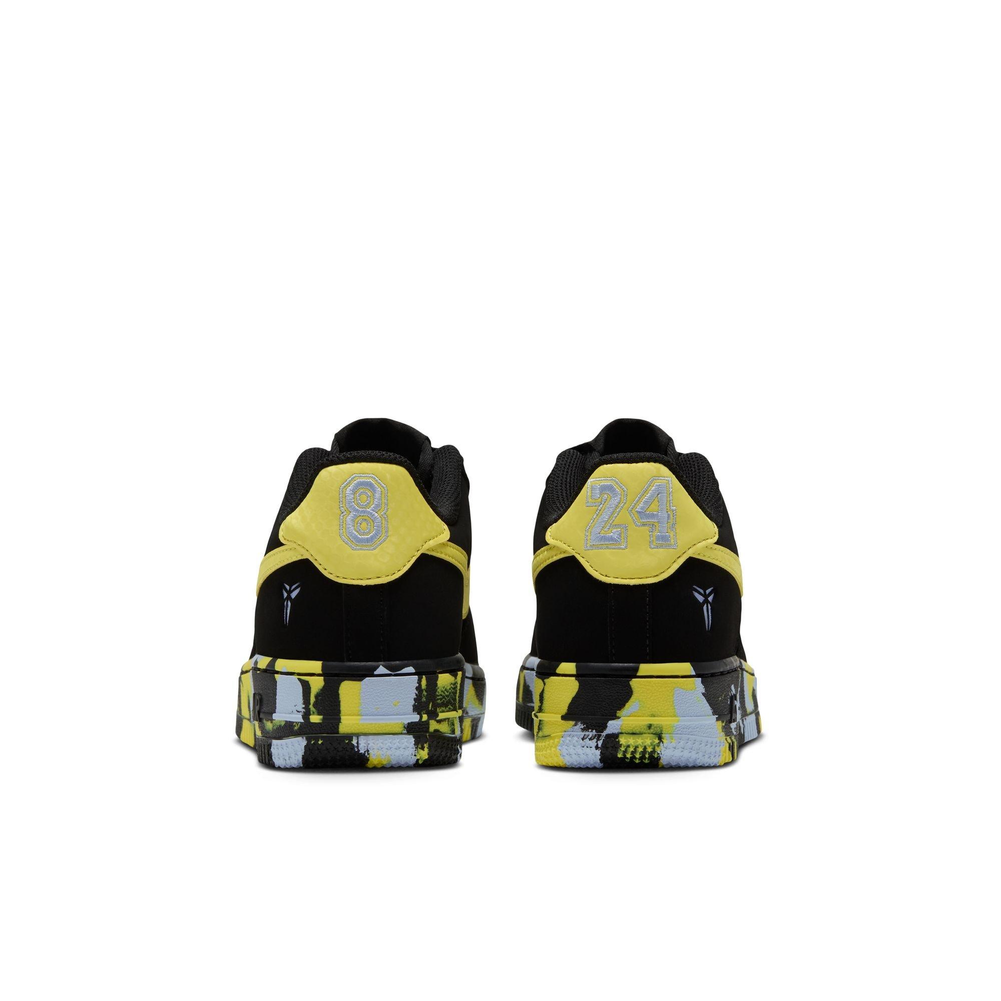 Nike Kobe Air Force 1 "Dynamic Yellow" Grade School Kids' Shoe - BLACK/DYNAMIC YELLOW/CELESTINE BLUE