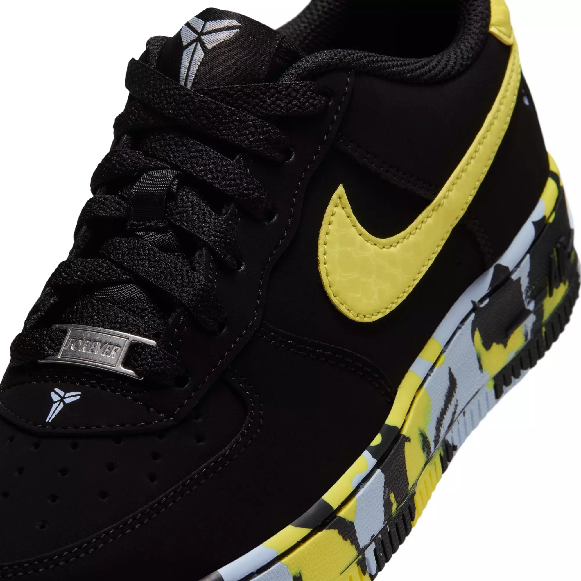 Nike Kobe Air Force 1 "Dynamic Yellow" Grade School Kids' Shoe - BLACK/DYNAMIC YELLOW/CELESTINE BLUE