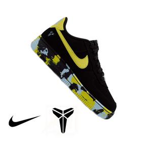 Nike Kobe Air Force 1 "Dynamic Yellow" Grade School Kids' Shoe - BLACK/DYNAMIC YELLOW/CELESTINE BLUE