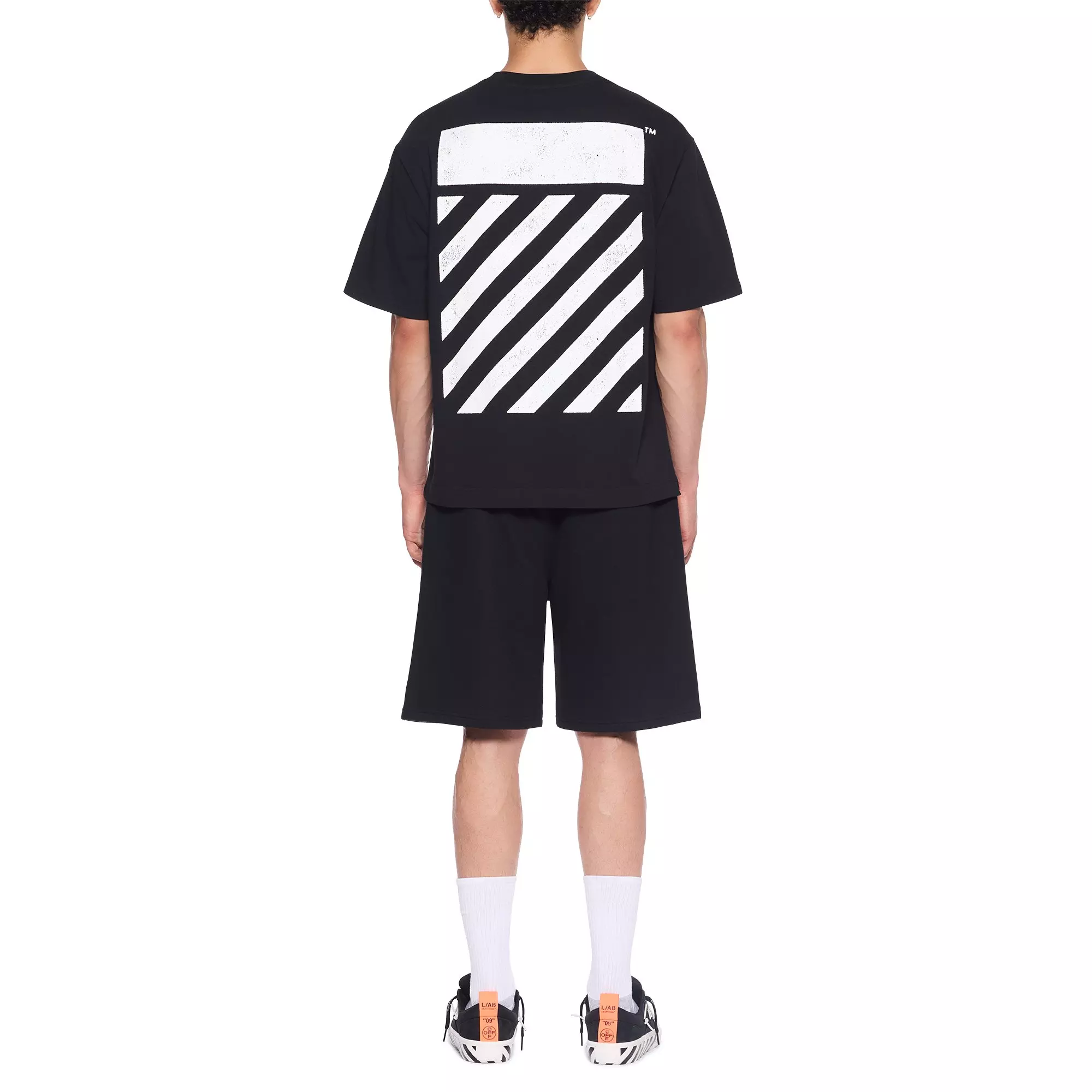 L/AB c/o Off-White Men's Diagonal Oversized Tee - BLACK