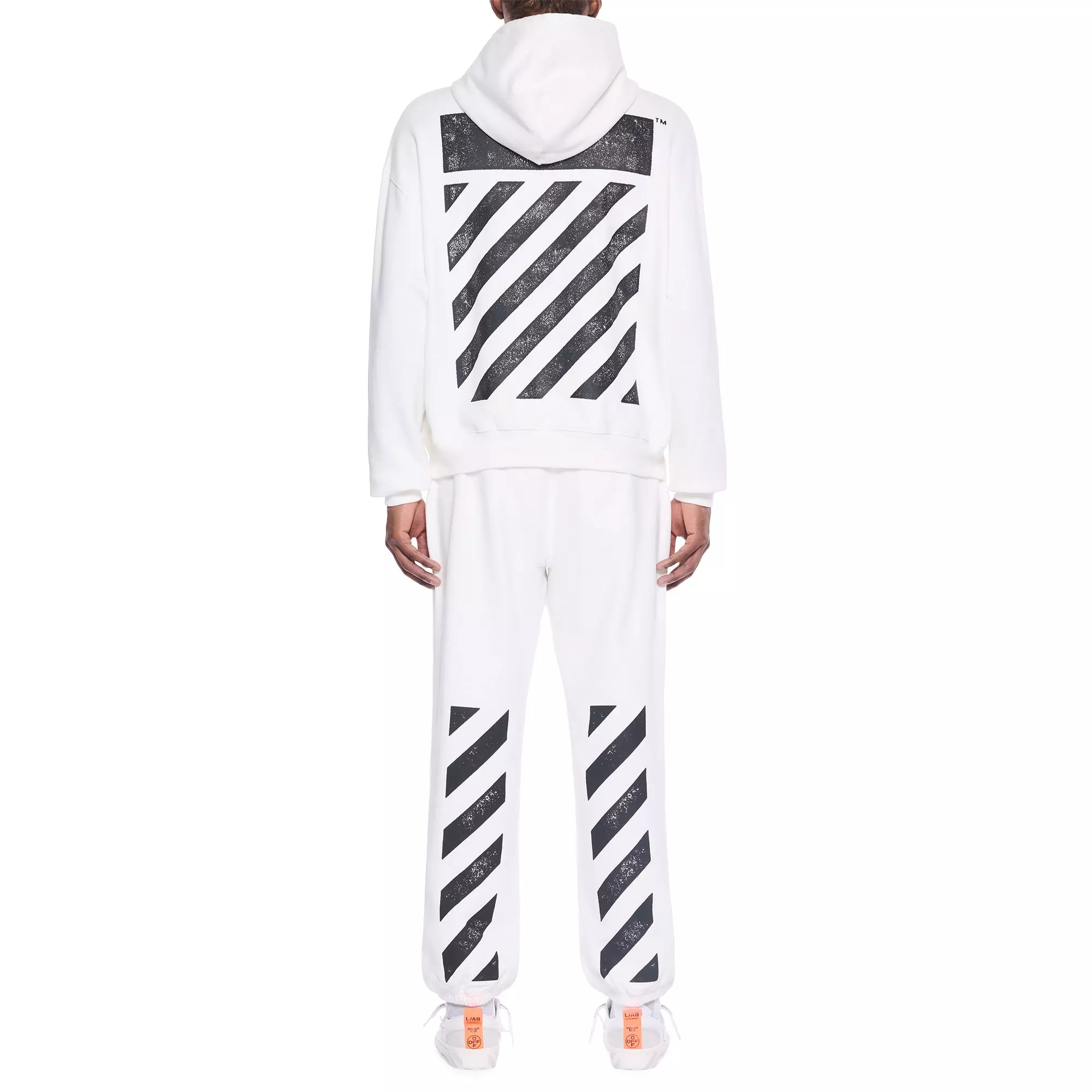 L/AB c/o Off-White Men's Core Diagonal Hoodie - WHITE
