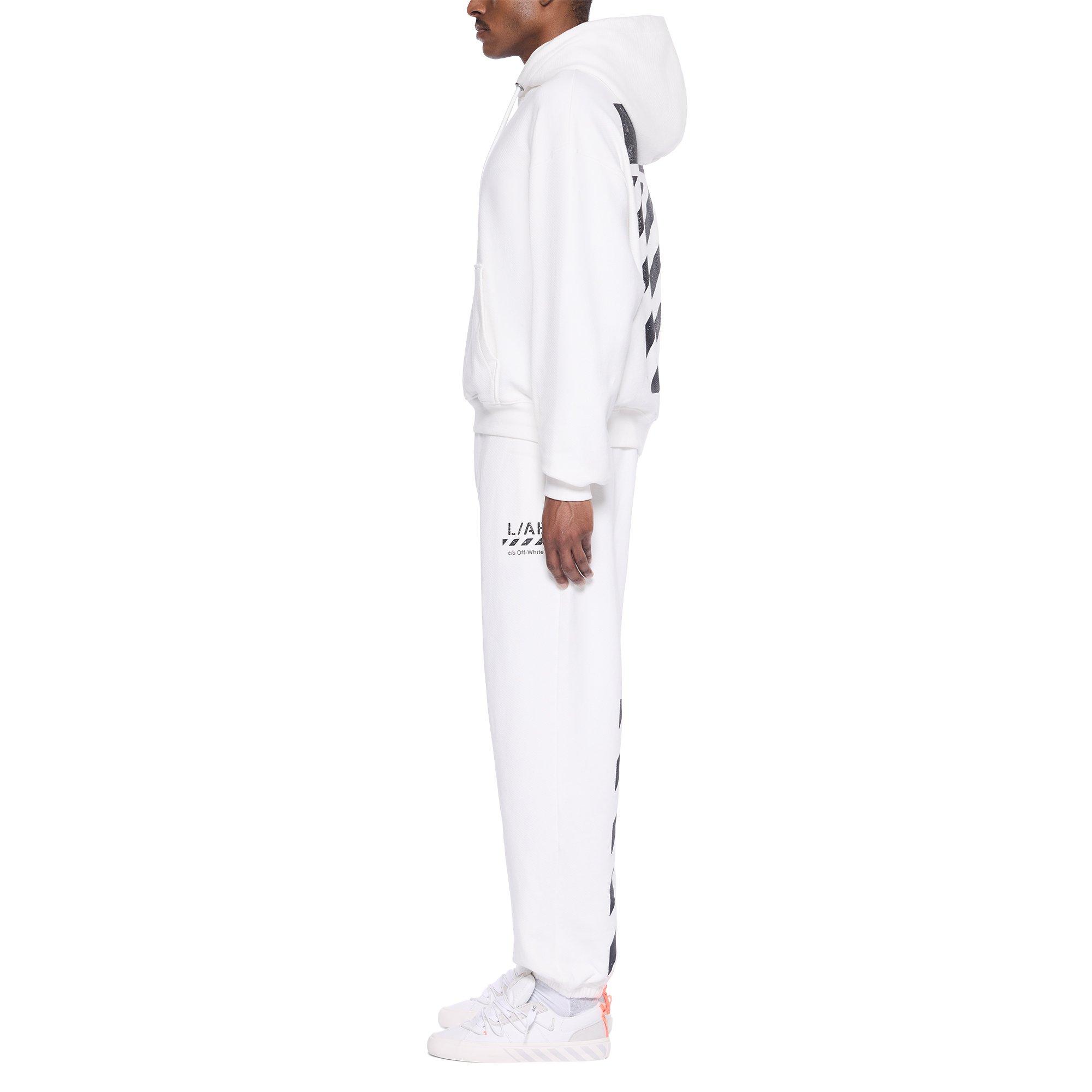 L/AB c/o Off-White Men's Core Diagonal Hoodie - WHITE