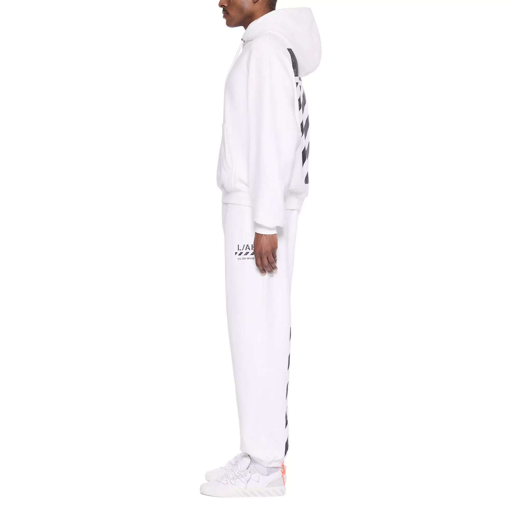 L/AB c/o Off-White Men's Core Diagonal Hoodie - WHITE