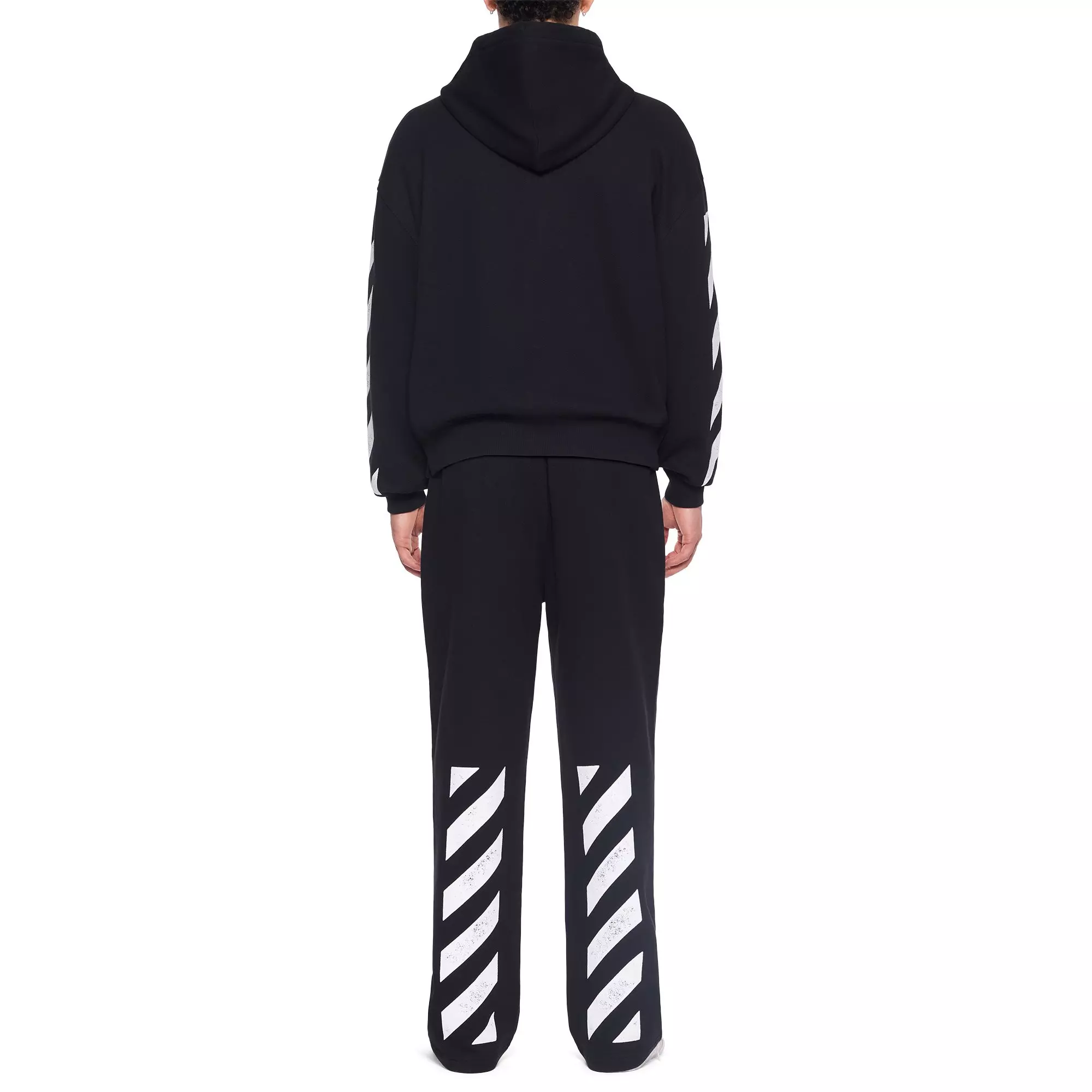 L/AB c/o Off-White Men's Diagonal Full-Zip Hoodie - BLACK