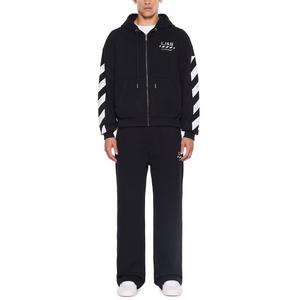 L/AB c/o Off-White Men's Diagonal Full-Zip Hoodie - BLACK