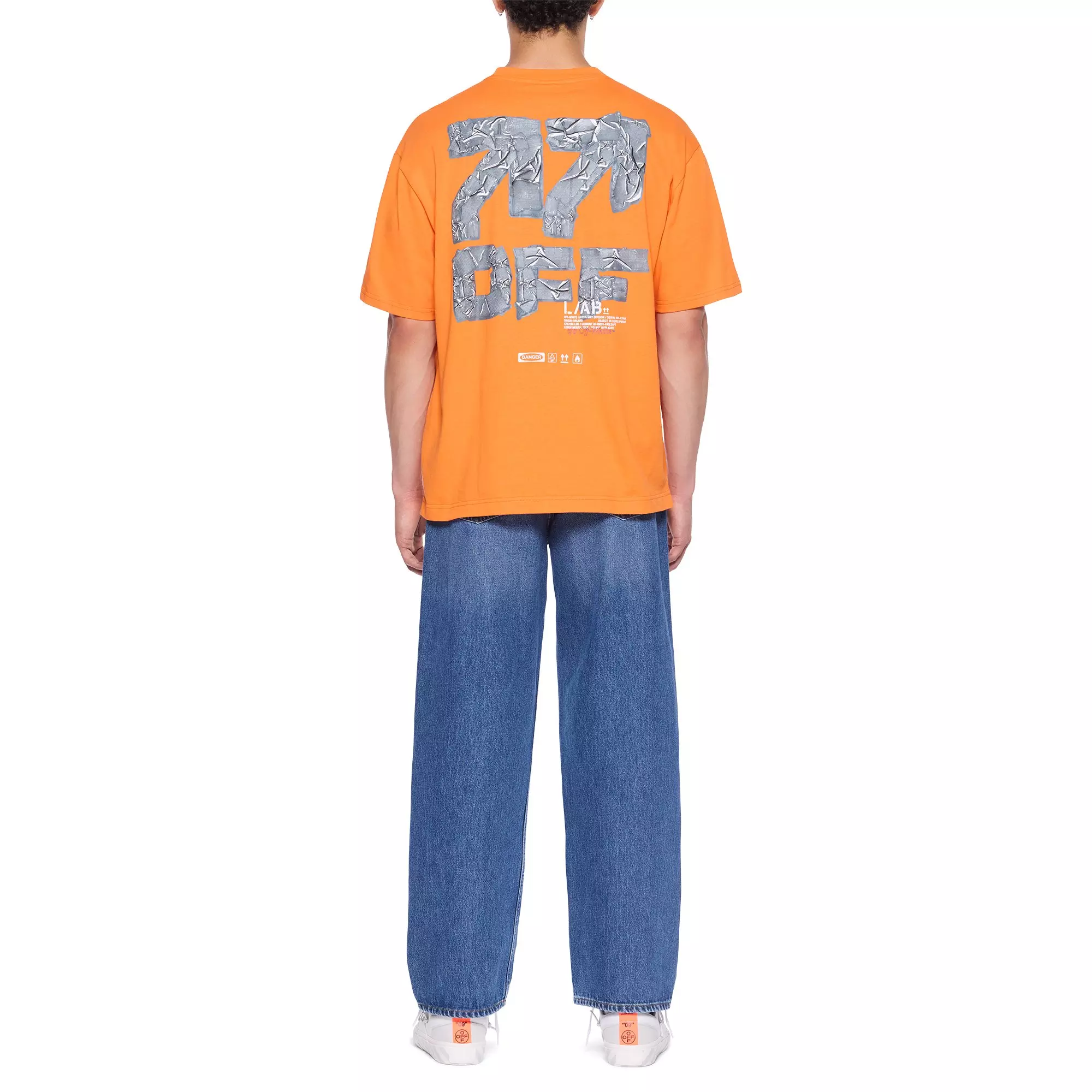 L/AB c/o Off-White Men's Off Active Duct Tape Tee - Orange - ORANGE