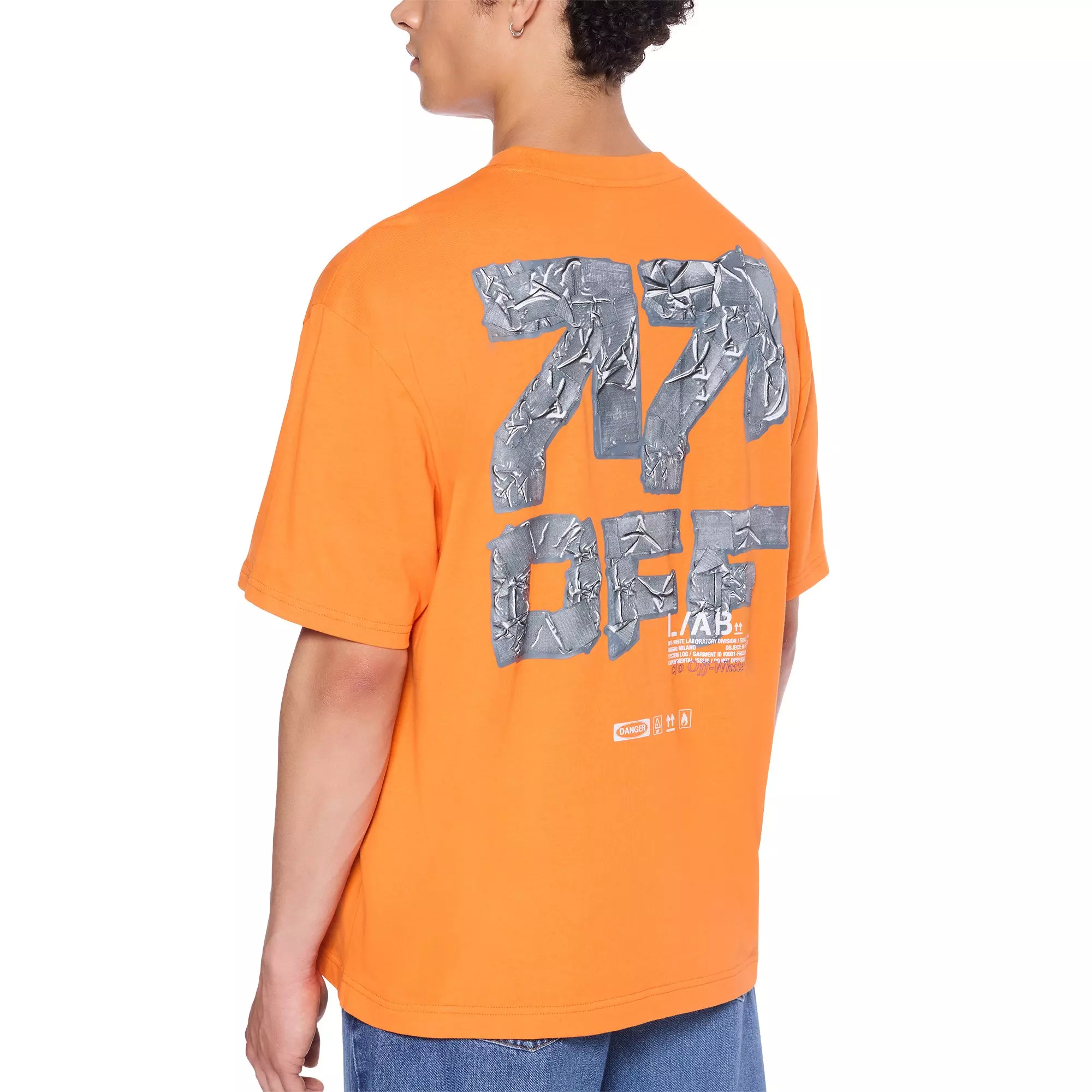 L/AB c/o Off-White Men's Off Active Duct Tape Tee - Orange - ORANGE