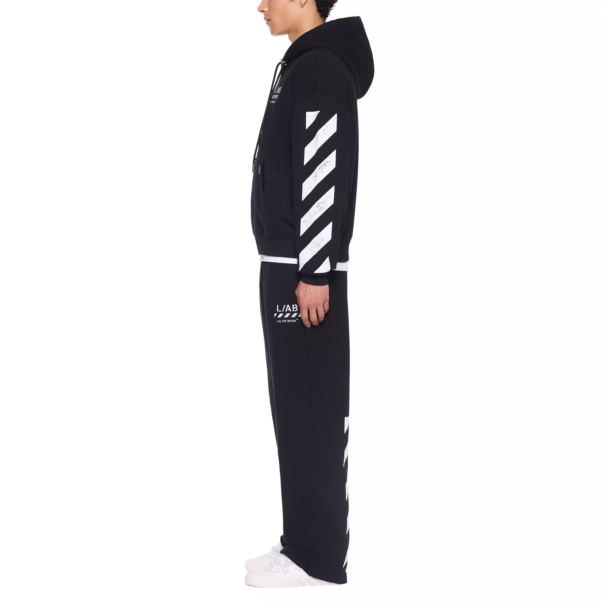 L/AB c/o Off-White Men's Diagonal Open Hem Pants - BLACK