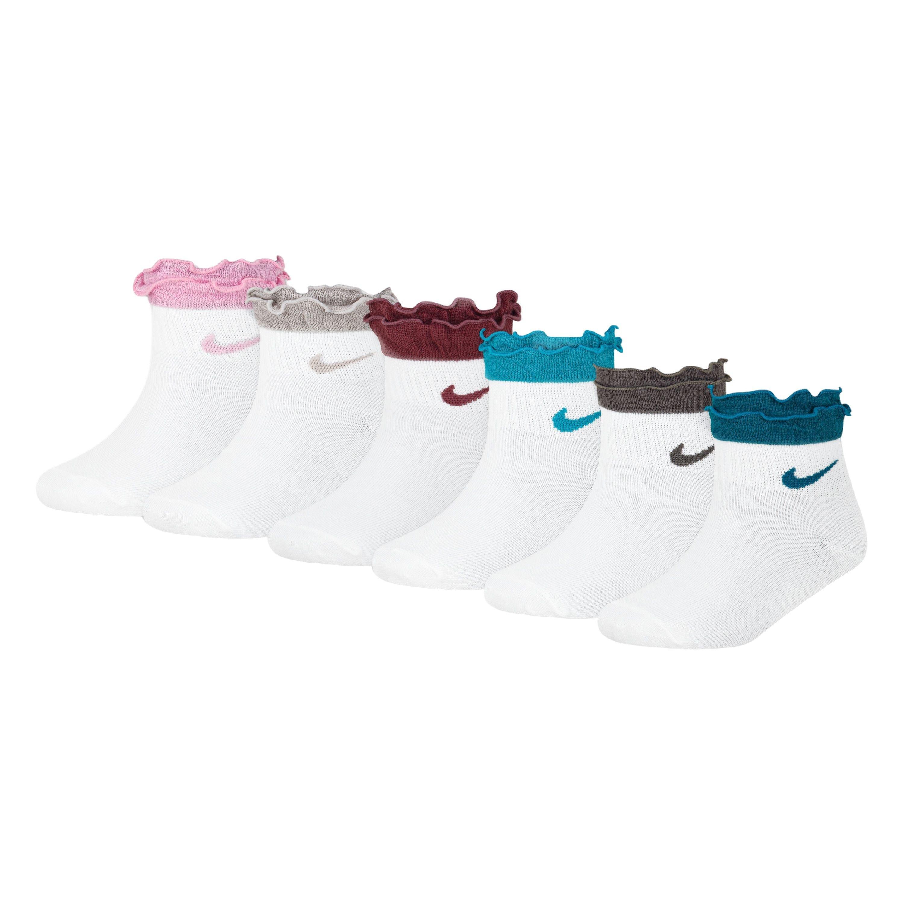 Nike Little Girls' Ruffle 6-Pack Ankle Socks - Pink Rise - MULTI-COLOR