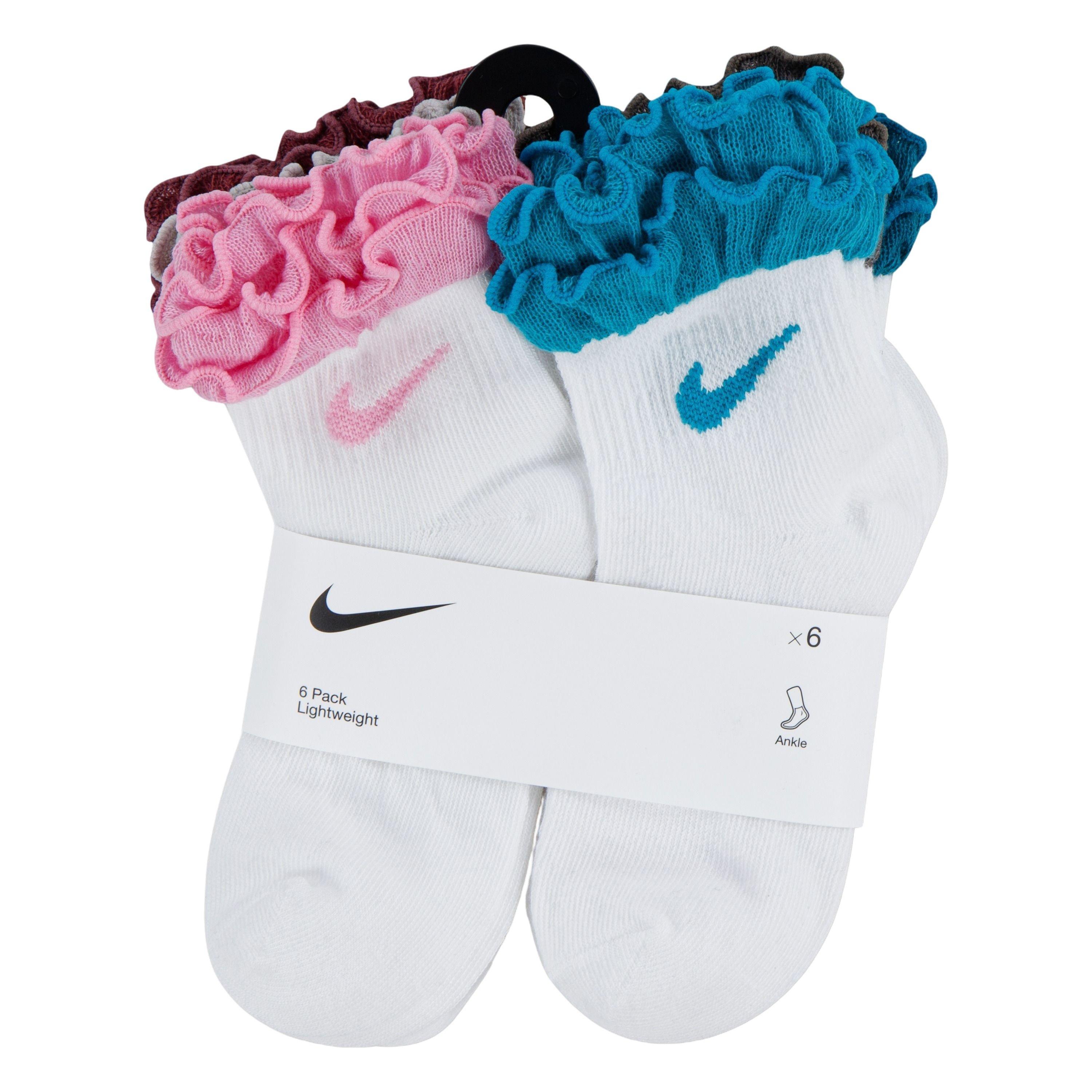 Nike Little Girls' Ruffle 6-Pack Ankle Socks - Pink Rise - MULTI-COLOR