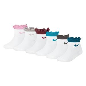 Nike Little Girls' Ruffle 6-Pack Ankle Socks - Pink Rise - MULTI-COLOR