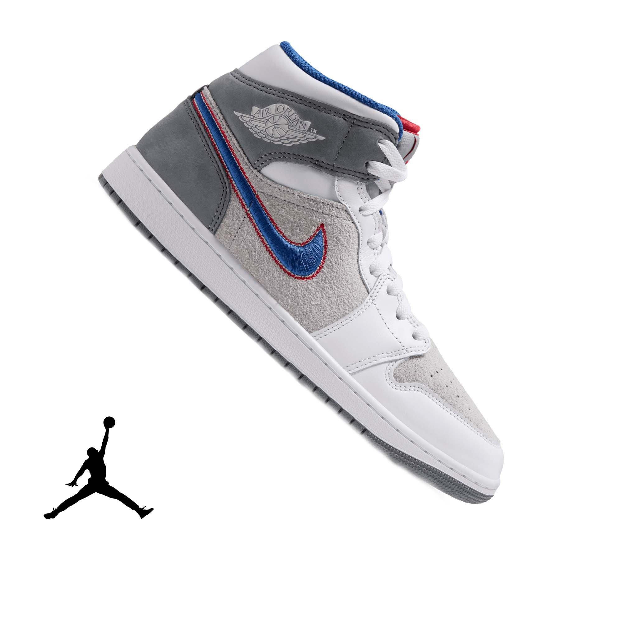 Jordan 1 Mid SE "Hare" Men's Shoe - LT SMOKE GREY/VARSITY ROYAL