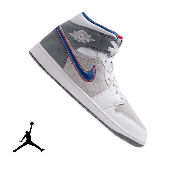 Jordan 1 Mid SE "Hare" Men's Shoe - LT SMOKE GREY/VARSITY ROYAL