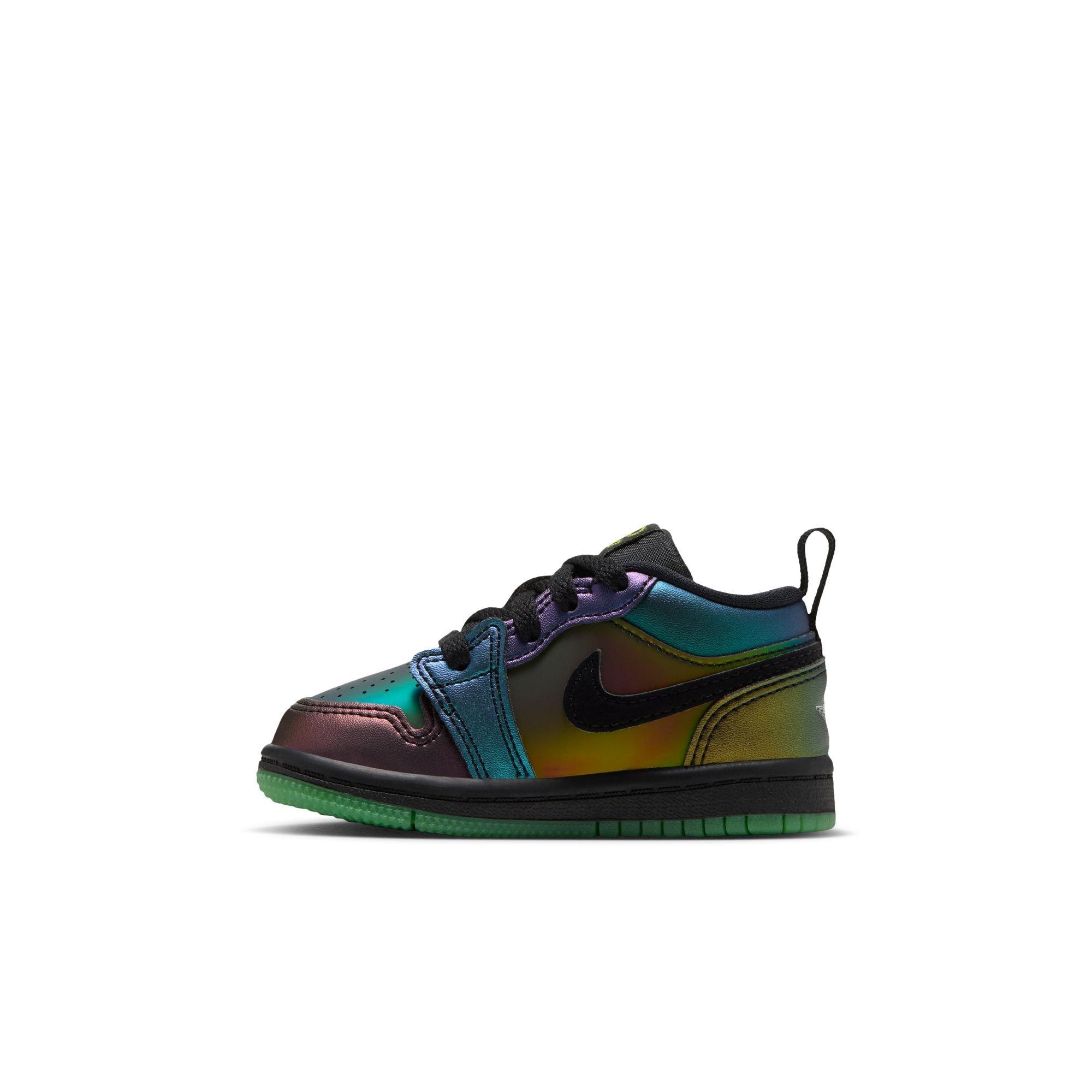Jordan 1 Low SE "Magic Ball" Toddler Kids' Shoe - BLACK/METALLIC SILVER/ACTION GREEN