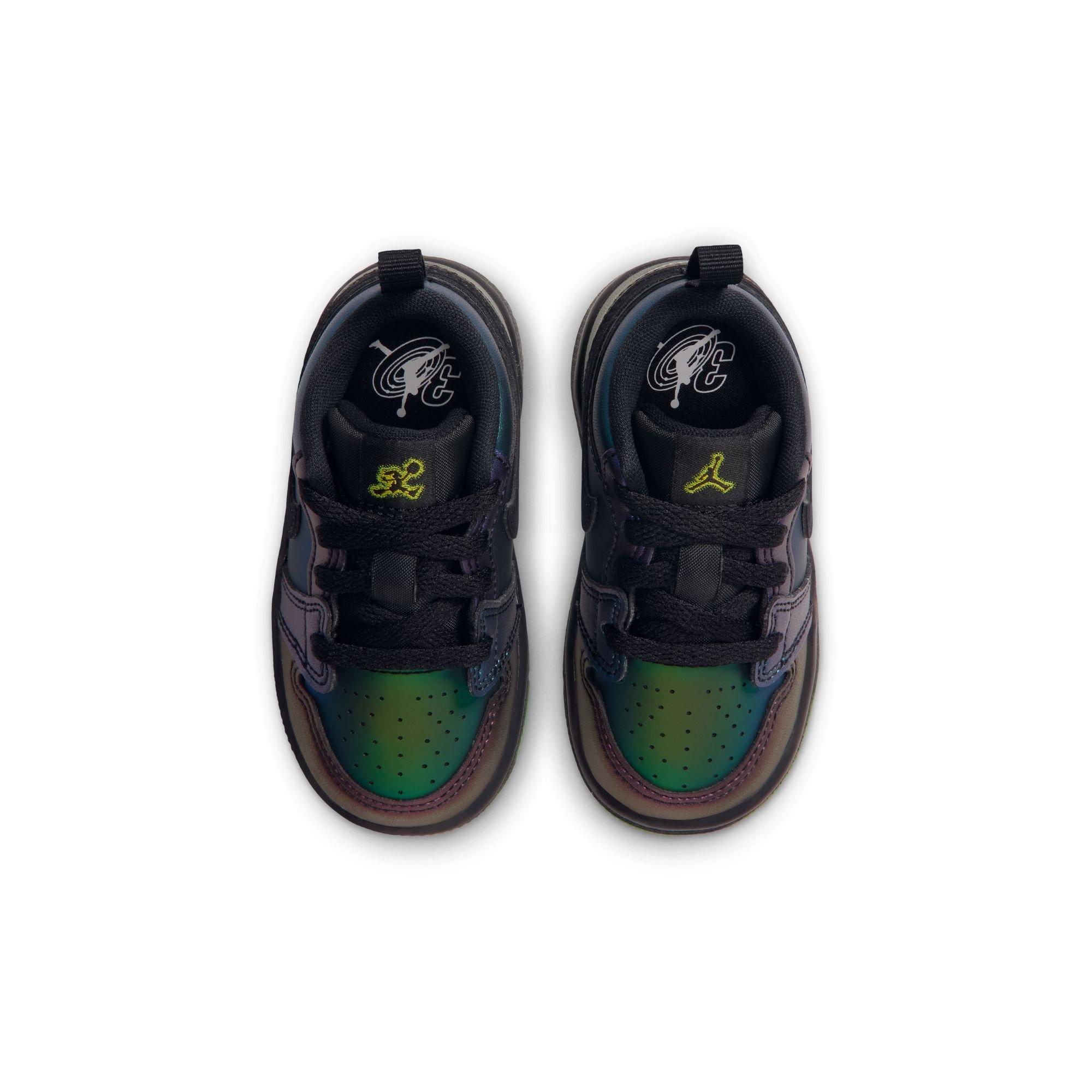 Jordan 1 Low SE "Magic Ball" Toddler Kids' Shoe - BLACK/METALLIC SILVER/ACTION GREEN