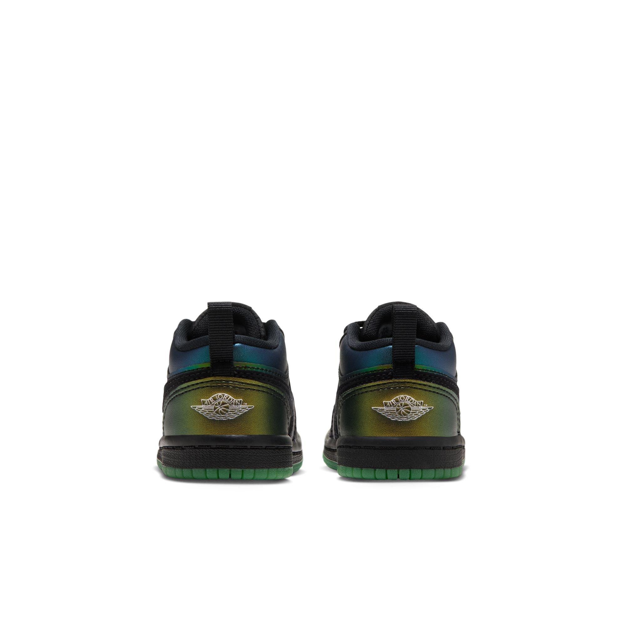 Jordan 1 Low SE "Magic Ball" Toddler Kids' Shoe - BLACK/METALLIC SILVER/ACTION GREEN