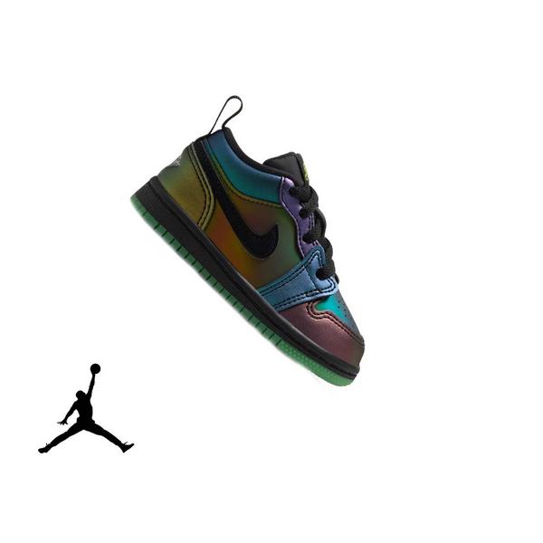 Jordan 1 Low SE "Magic Ball" Toddler Kids' Shoe - BLACK/METALLIC SILVER/ACTION GREEN