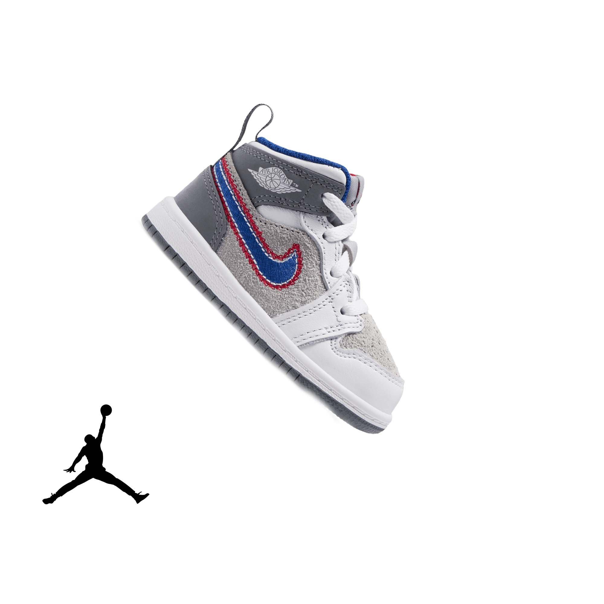 Jordan 1 Mid SE "Hare" Toddler Kids' Shoe - LT SMOKE GREY/VARSITY ROYAL