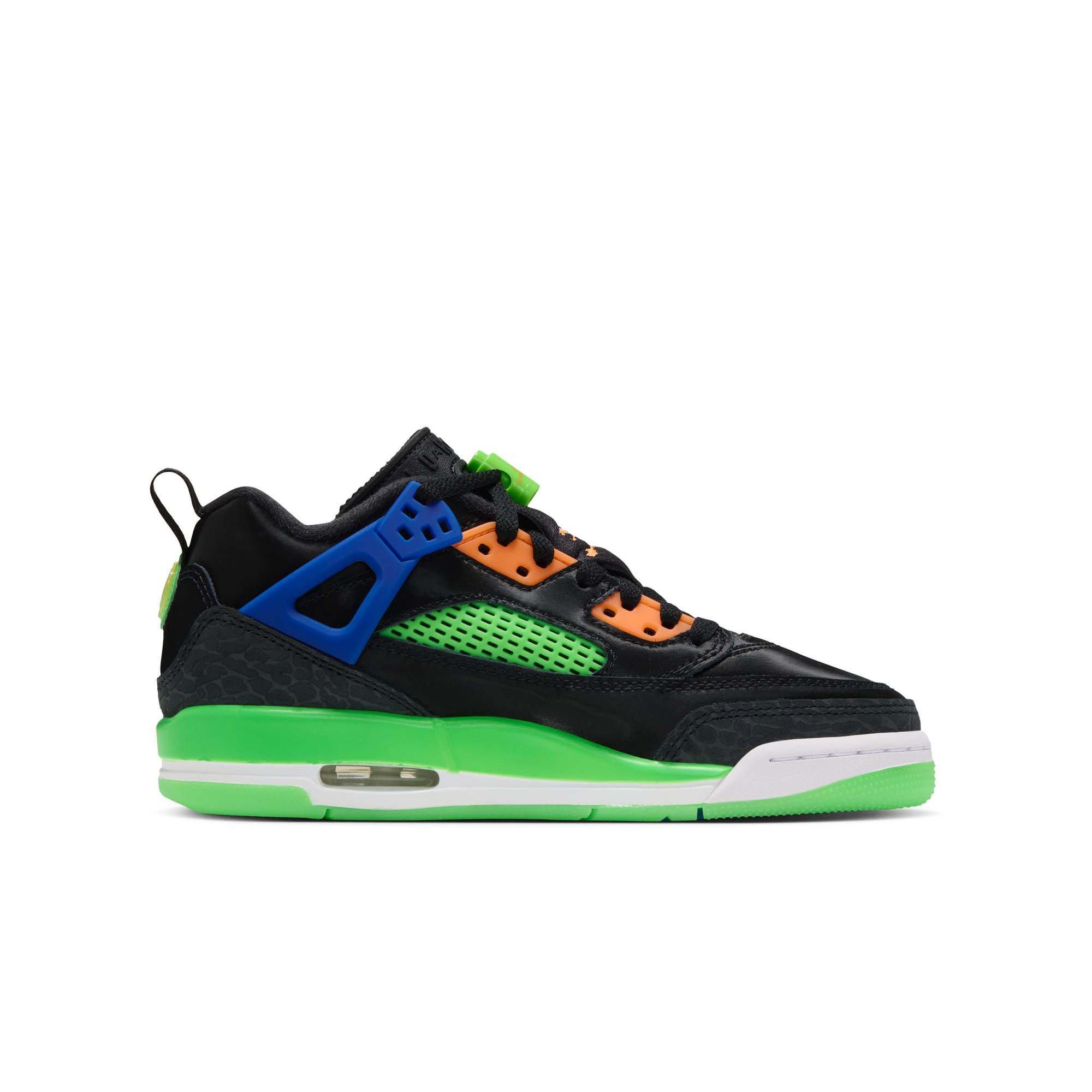 Jordan Spizike Low "Jam Central" Grade School Kids' Shoe - BLACK/ATOMIC ORANGE/GREEN STRIKE