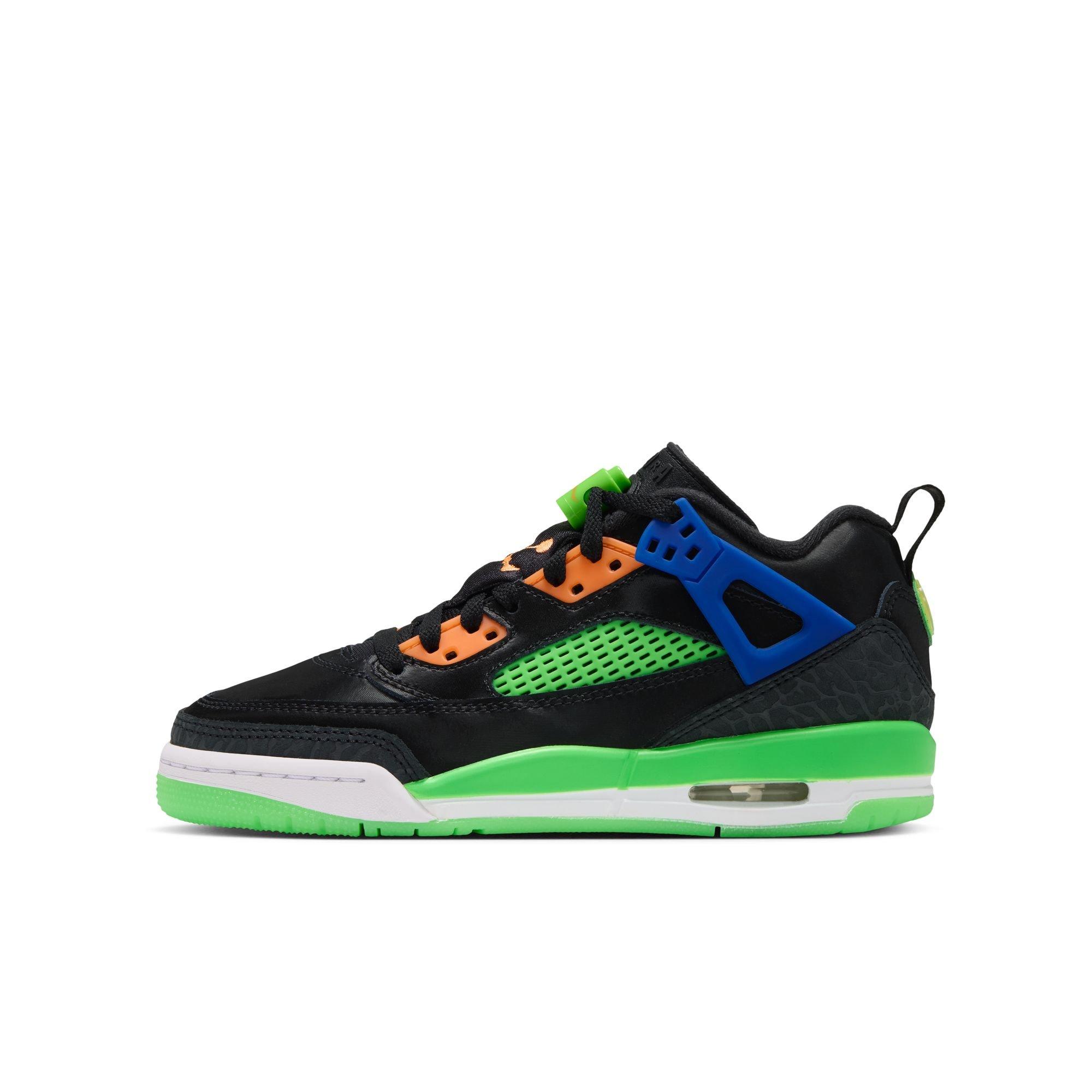 Jordan Spizike Low "Jam Central" Grade School Kids' Shoe - BLACK/ATOMIC ORANGE/GREEN STRIKE