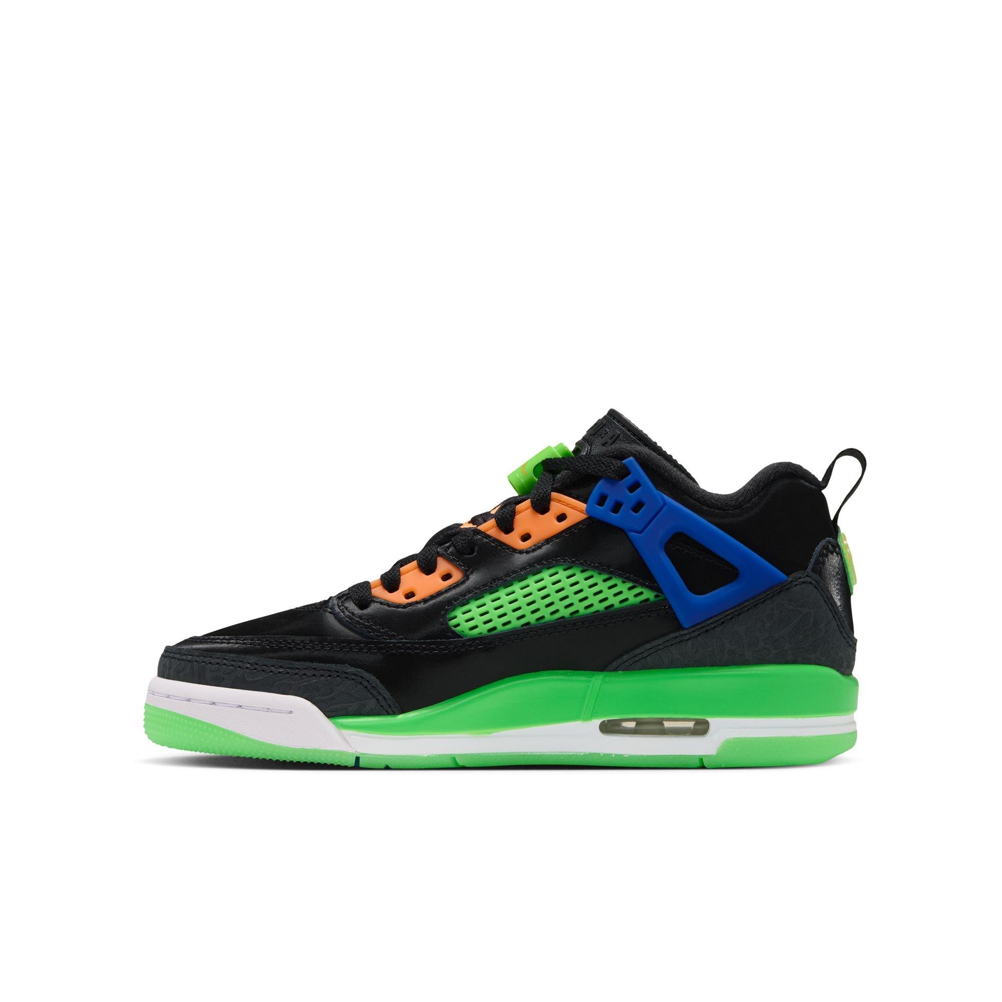 Jordan Spizike Low "Jam Central" Grade School Kids' Shoe - BLACK/ATOMIC ORANGE/GREEN STRIKE