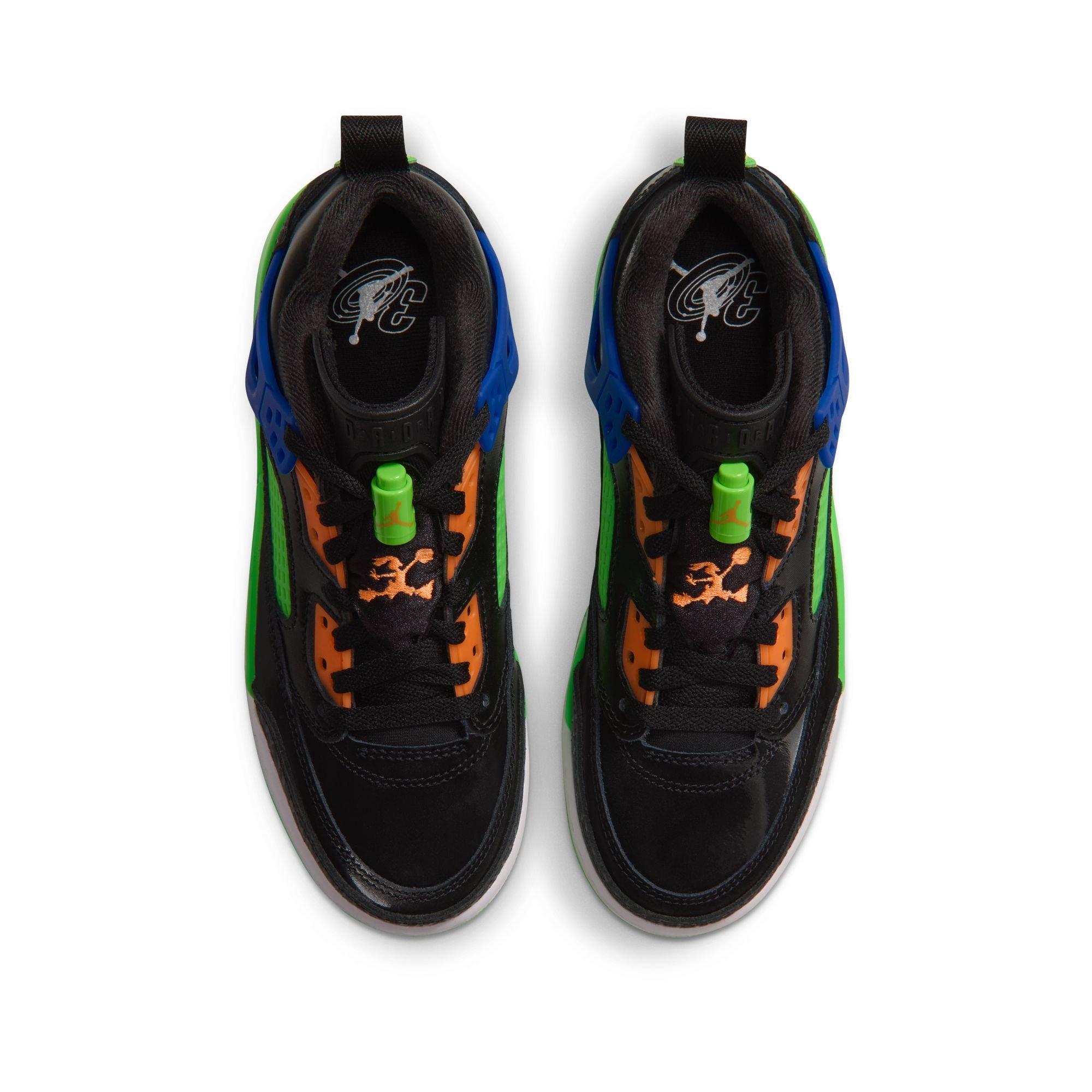 Jordan Spizike Low "Jam Central" Grade School Kids' Shoe - BLACK/ATOMIC ORANGE/GREEN STRIKE