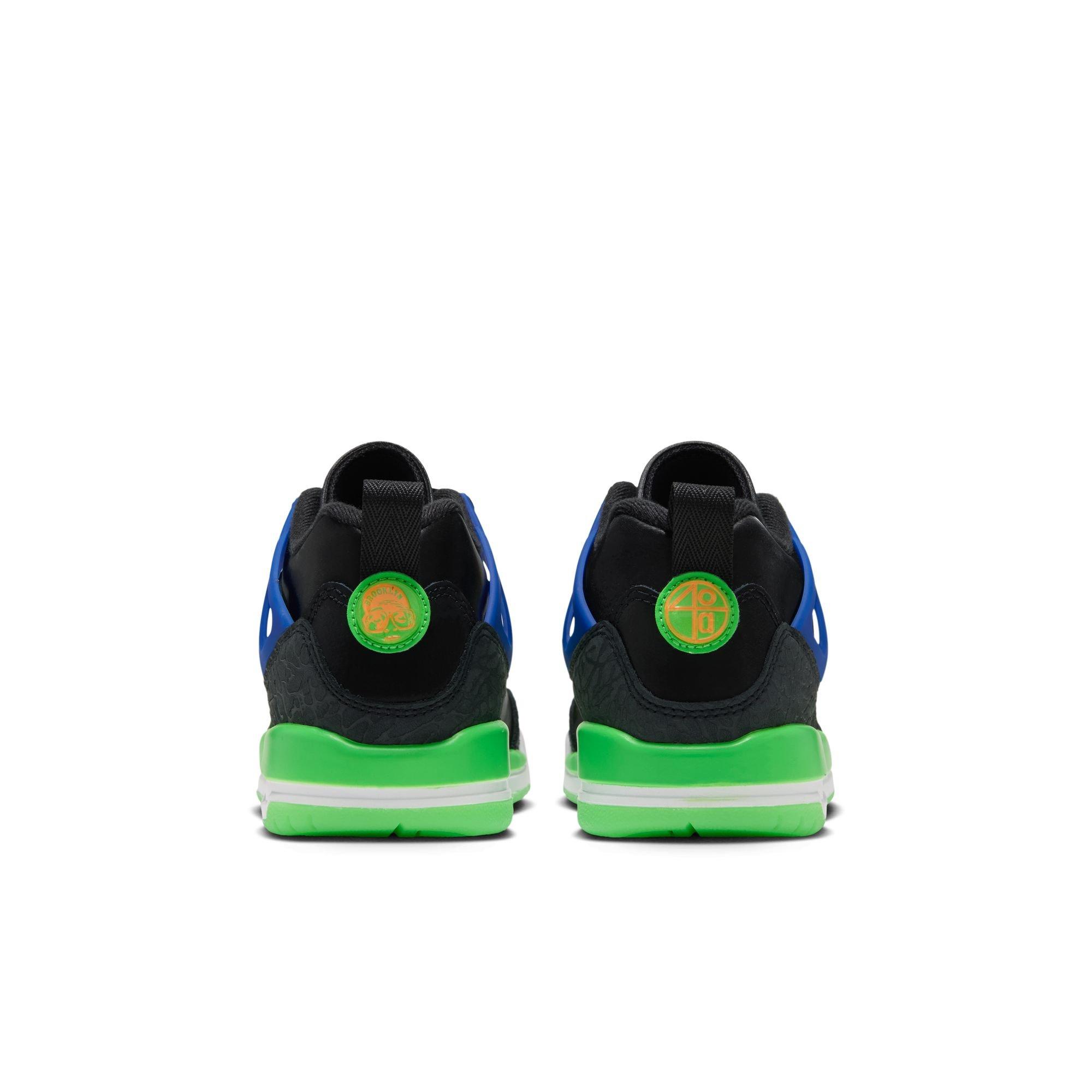 Jordan Spizike Low "Jam Central" Grade School Kids' Shoe - BLACK/ATOMIC ORANGE/GREEN STRIKE