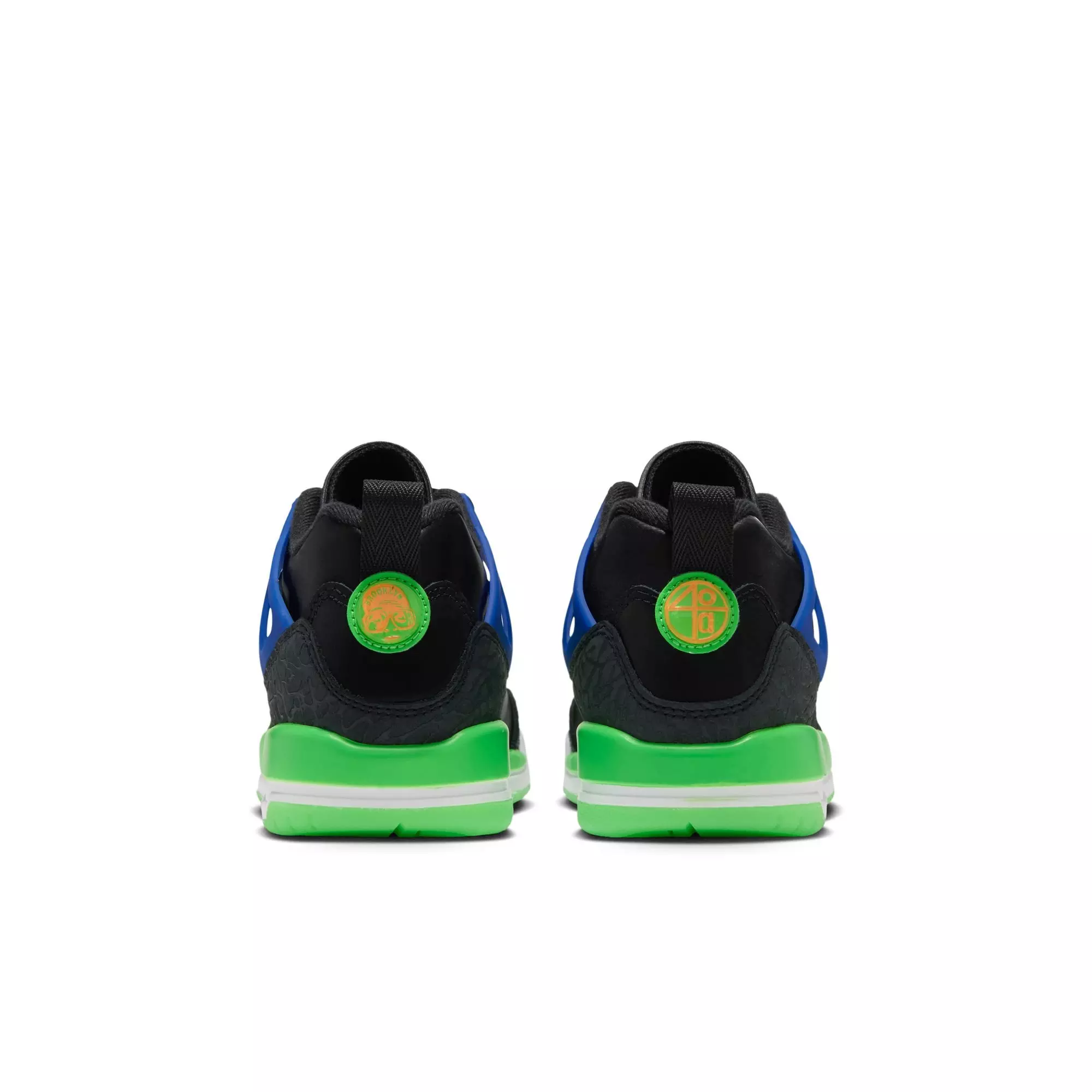 Jordan Spizike Low "Jam Central" Grade School Kids' Shoe - BLACK/ATOMIC ORANGE/GREEN STRIKE