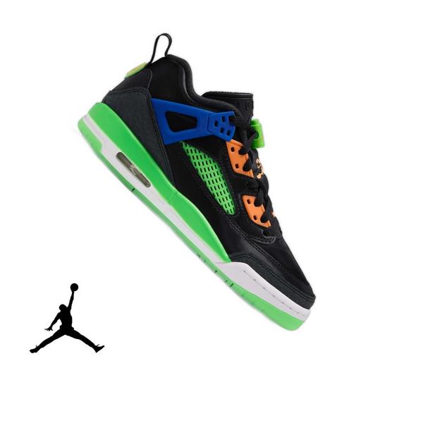 Jordan Spizike Low "Jam Central" Grade School Kids' Shoe - BLACK/ATOMIC ORANGE/GREEN STRIKE